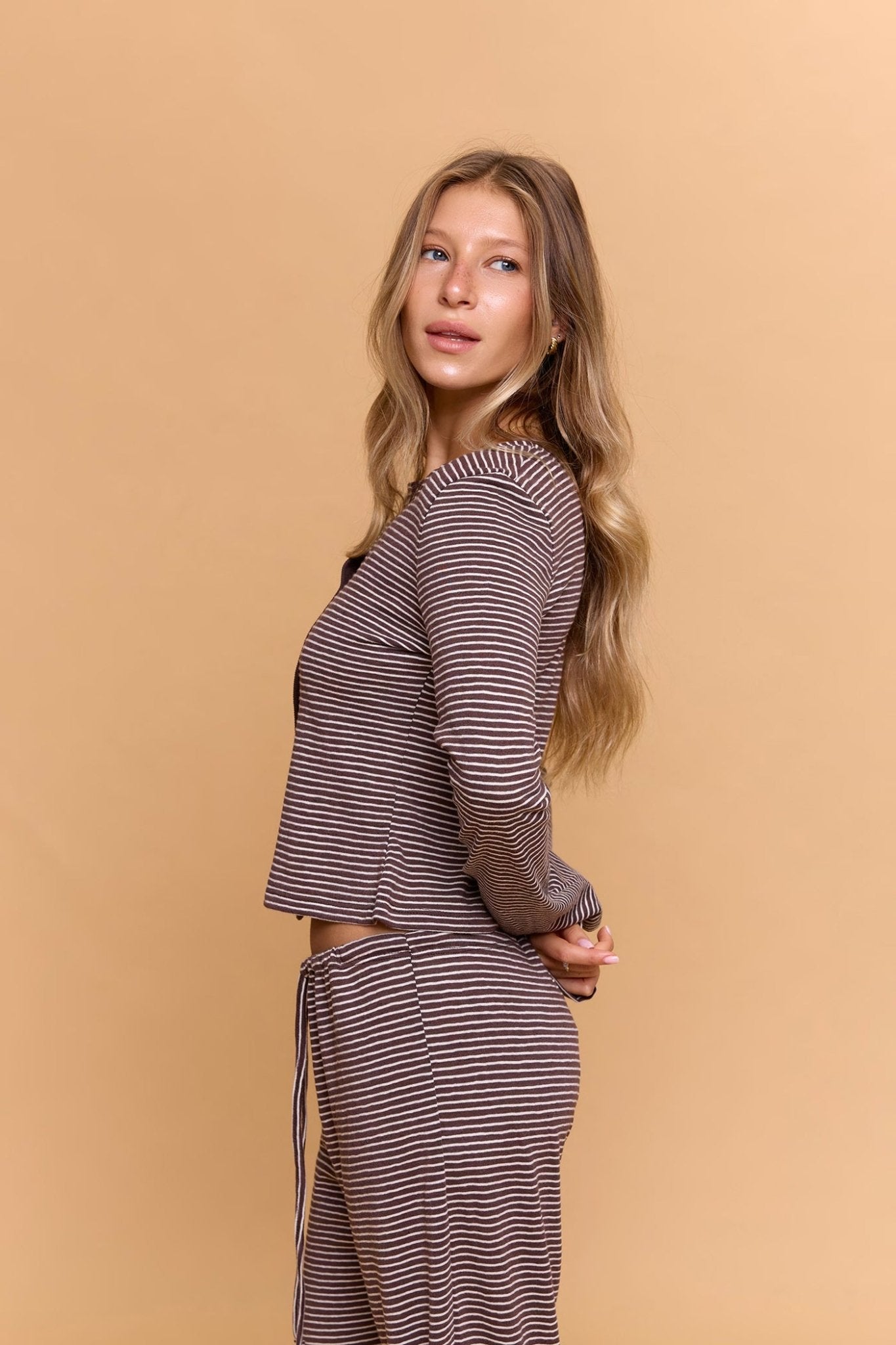 Striped cardigan - Brown - GONSURFING