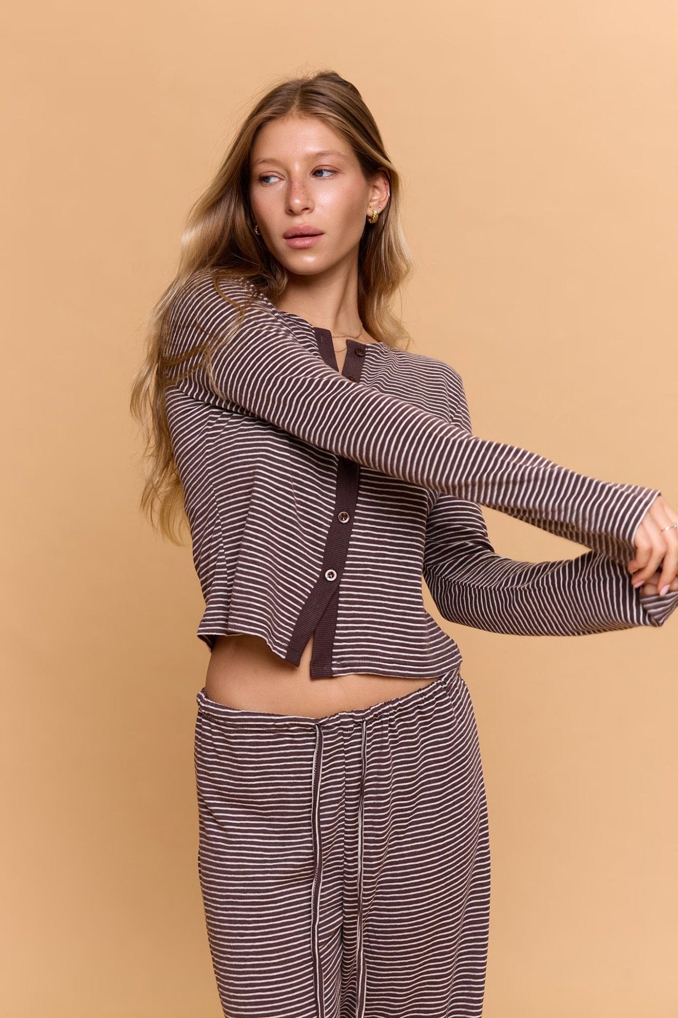Striped cardigan - Brown - GONSURFING