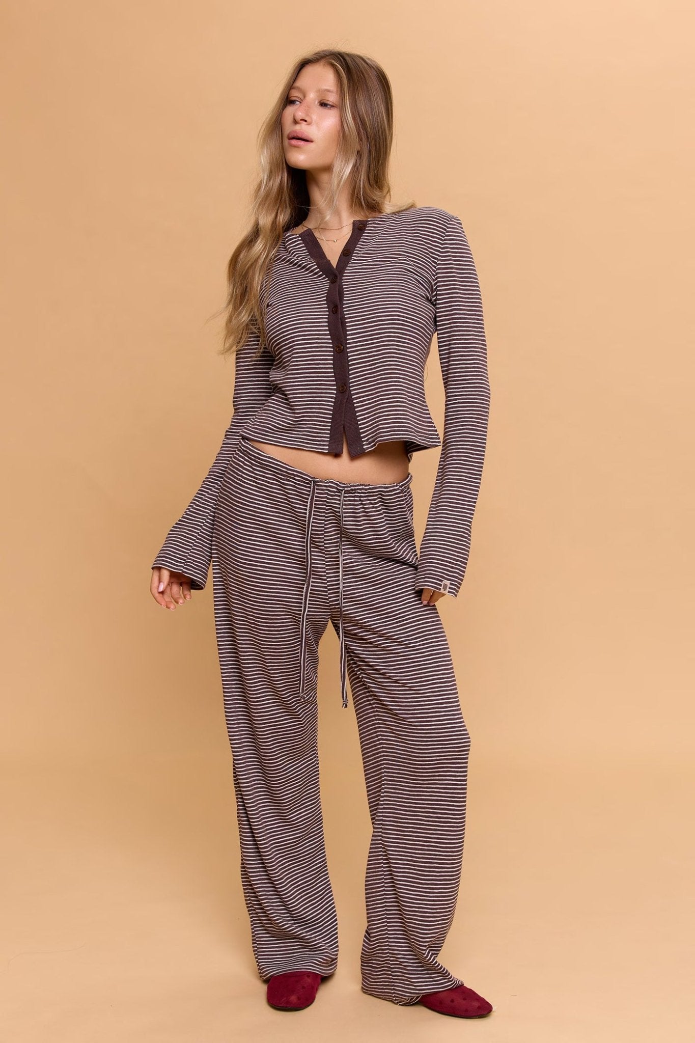 Striped cardigan - Brown - GONSURFING