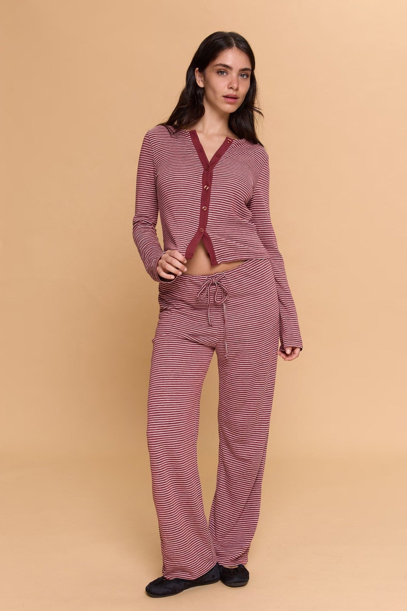 Striped cardigan - Burgundy - GONSURFING