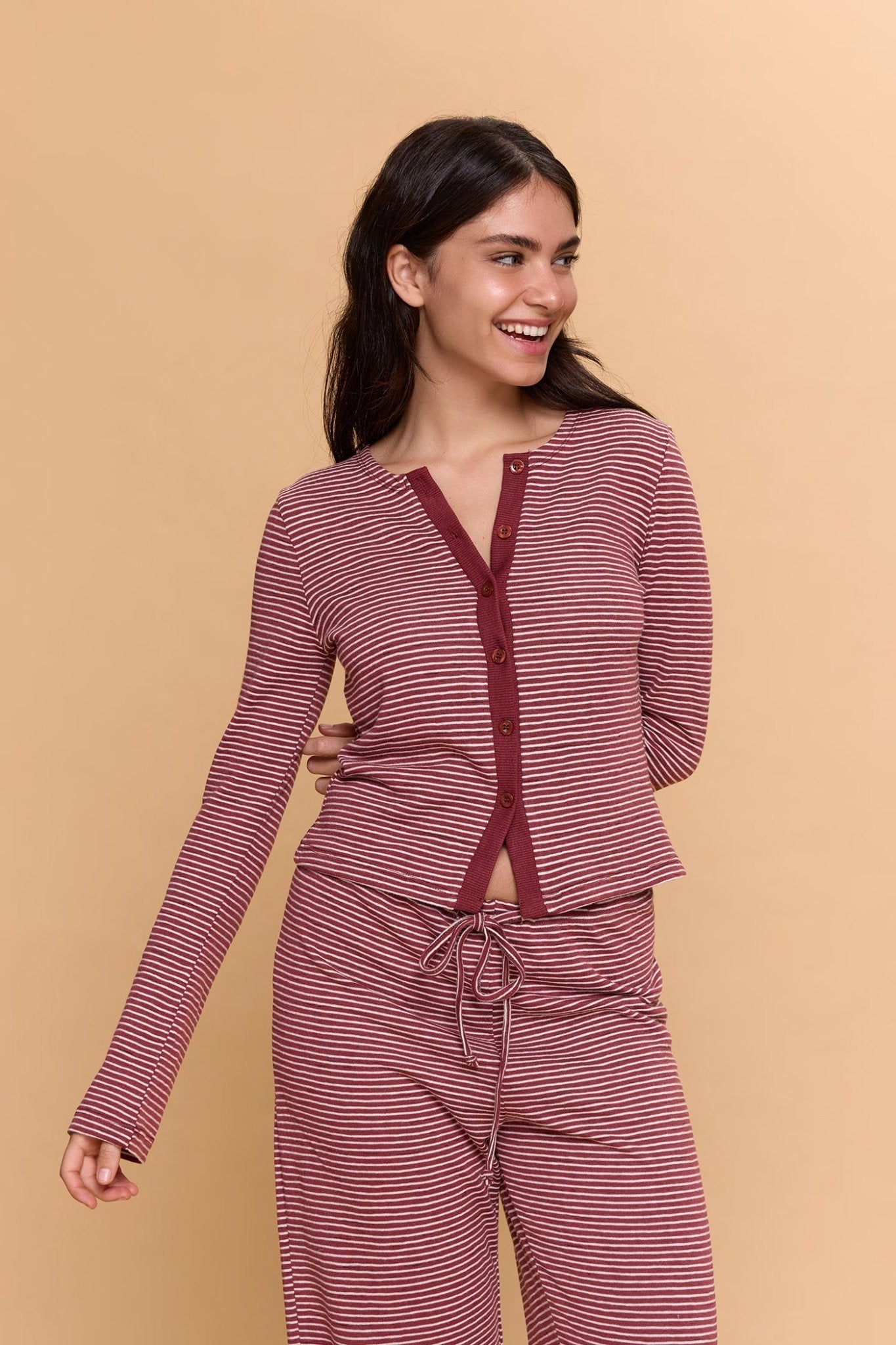Striped cardigan - Burgundy - GONSURFING