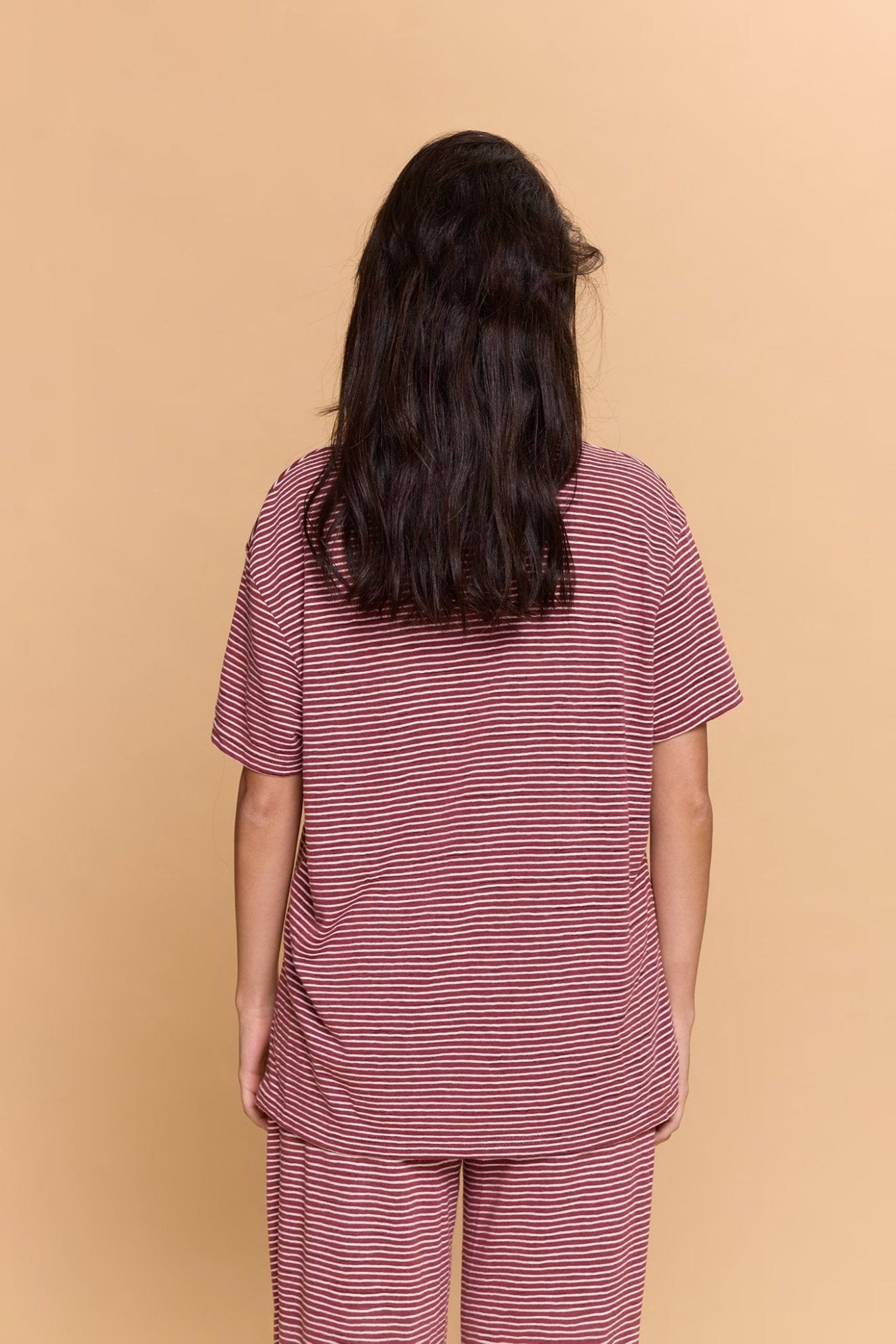 Striped T-shirt - Burgundy - GONSURFING