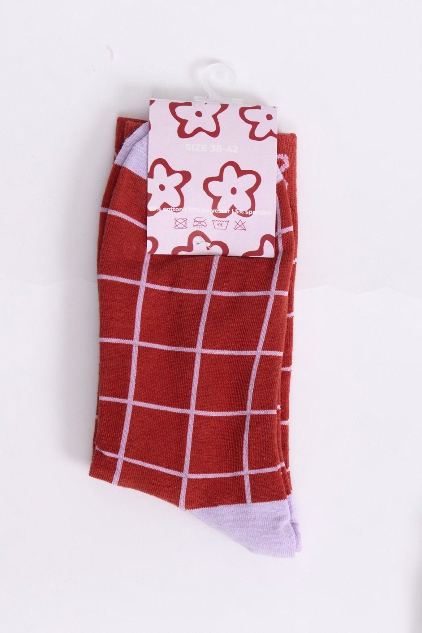 Unisex socks - red checkered - GONSURFING