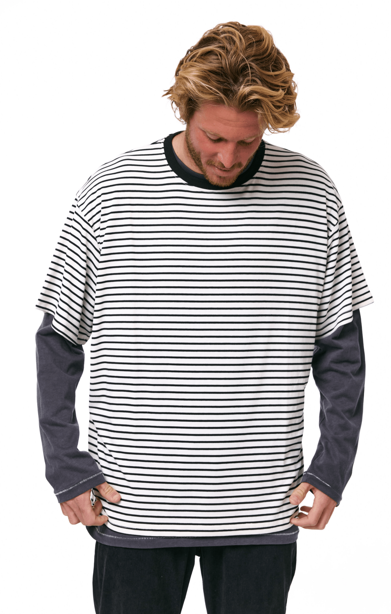 White & Black Stripes T-Shirt - GONSURFING