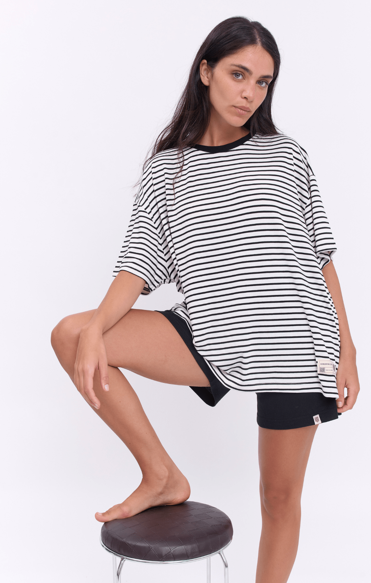 White & Black Stripes T-Shirt - GONSURFING