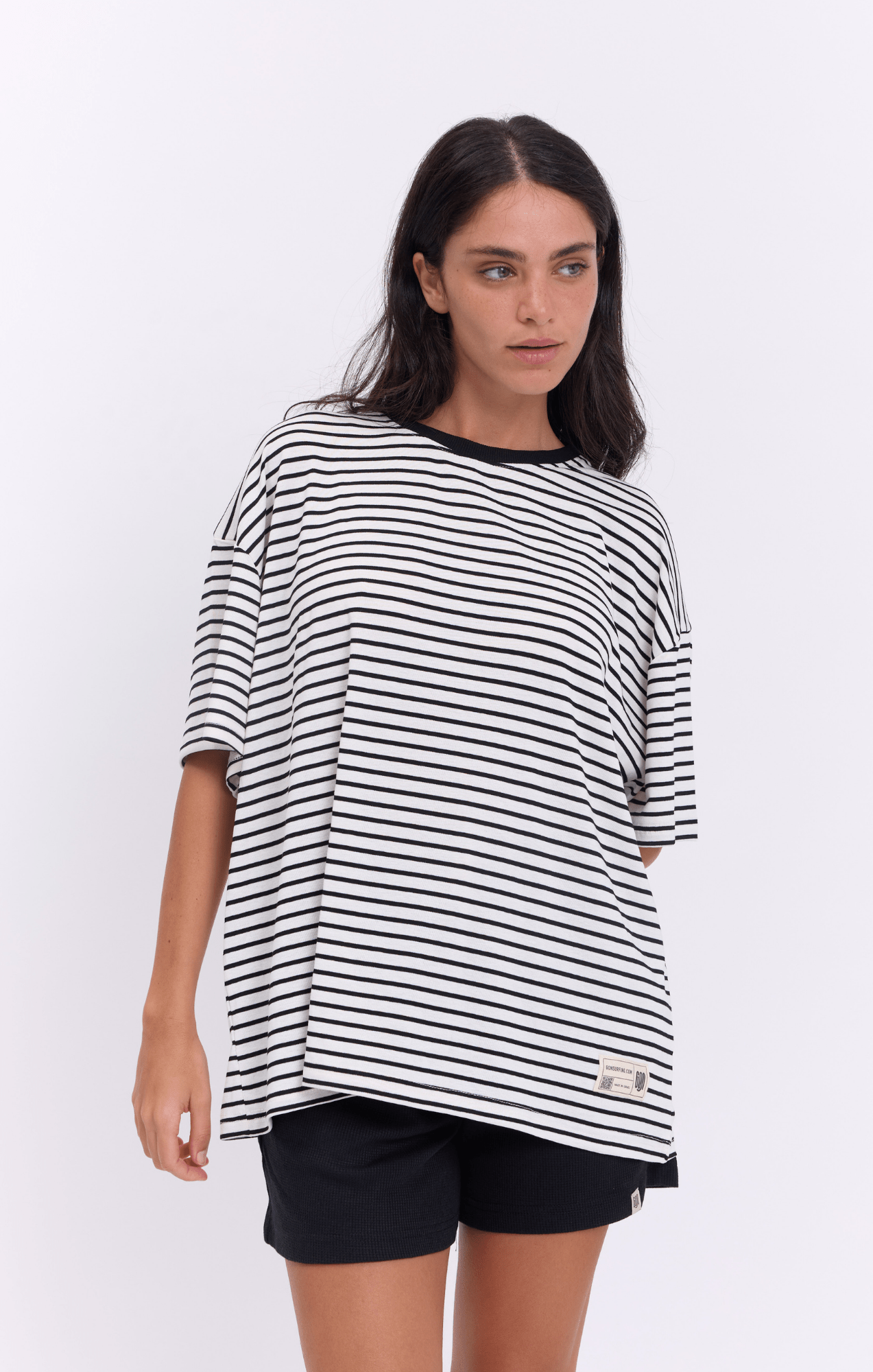 White & Black Stripes T-Shirt - GONSURFING