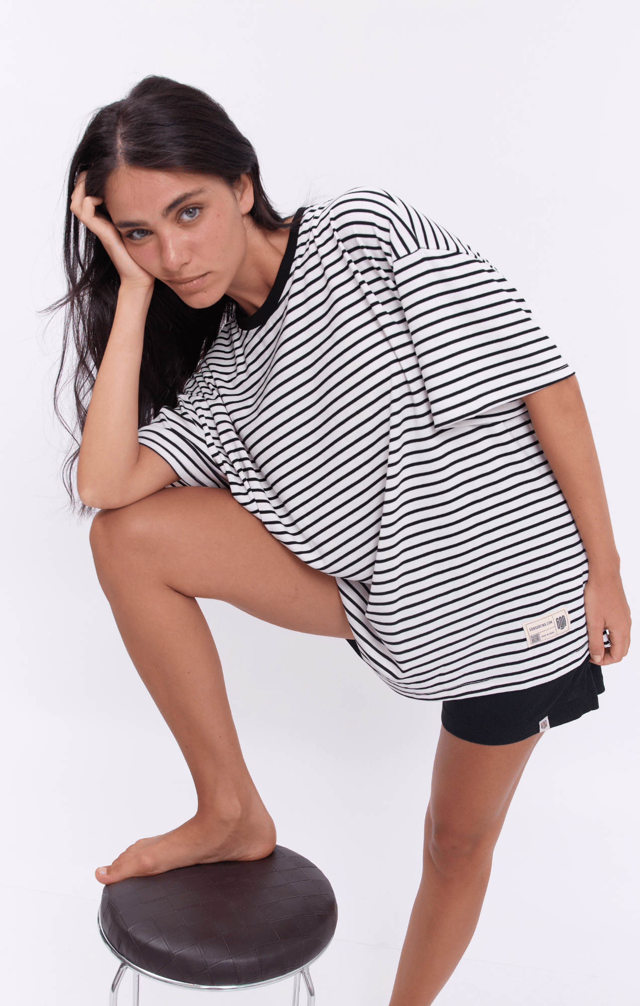 White & Black Stripes T-Shirt - GONSURFING
