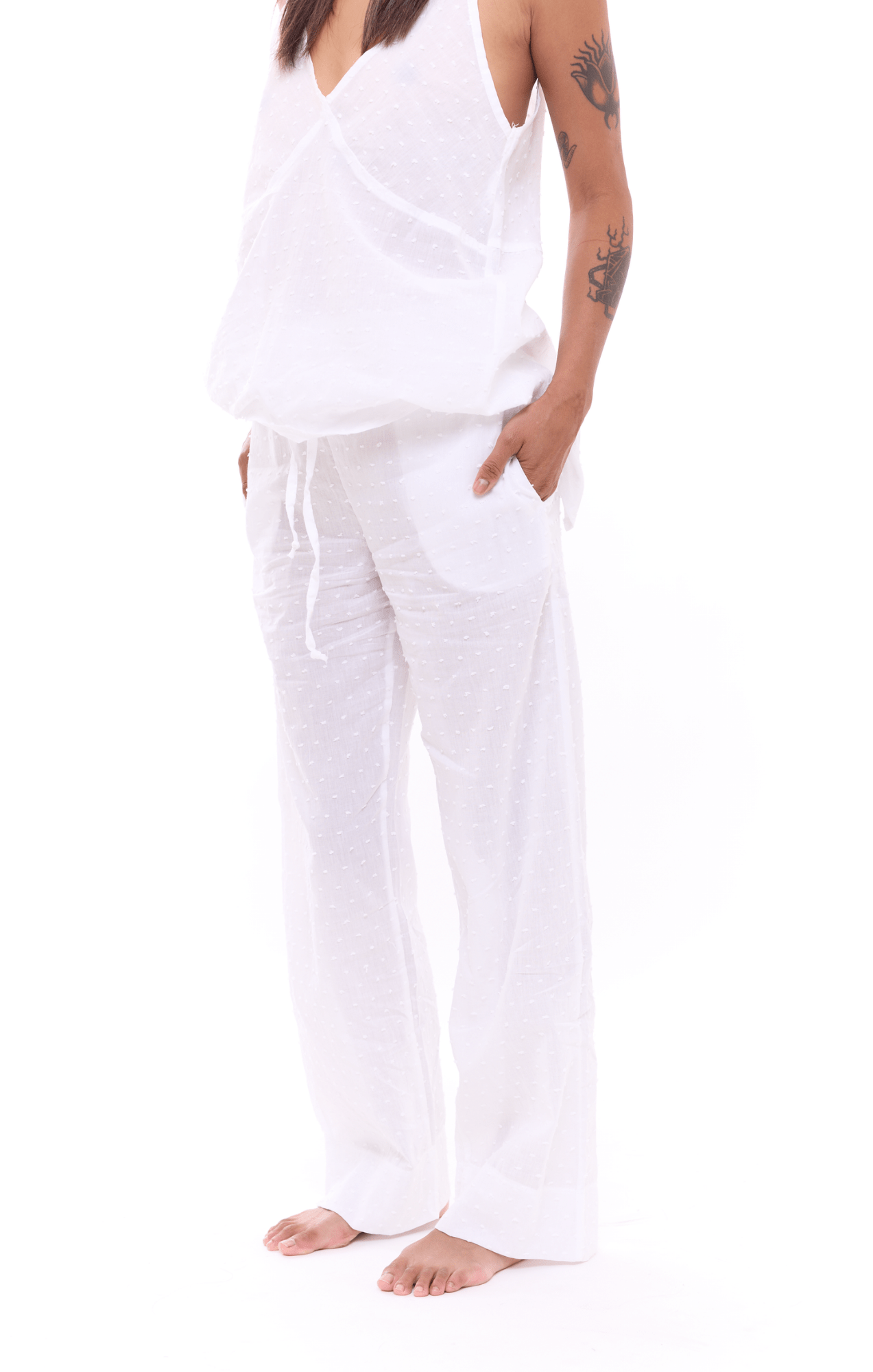 White Points - Woman Cotton Long Pants - GONSURFING