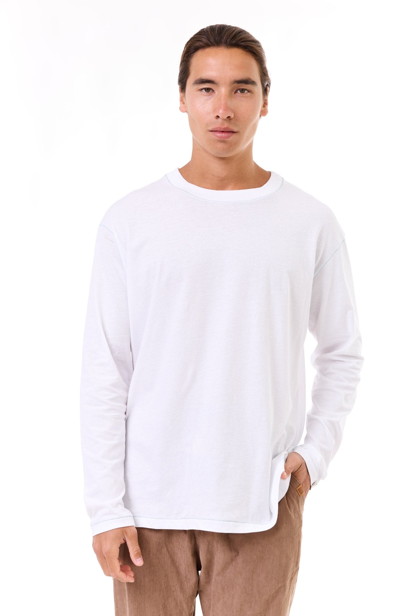 White - stitches long sleeves - GONSURFING