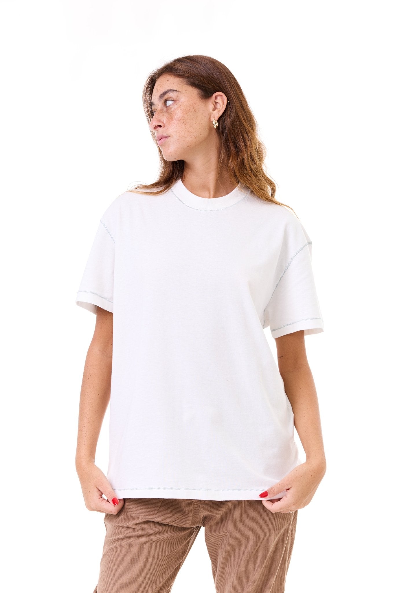 White - stitches t-shirt - GONSURFING