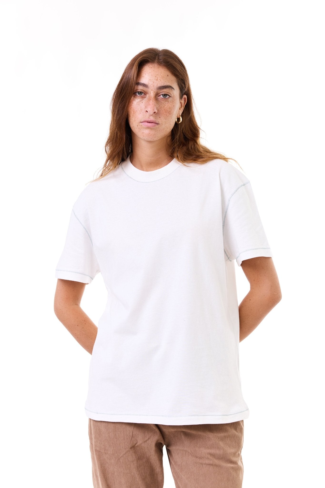 White - stitches t-shirt - GONSURFING