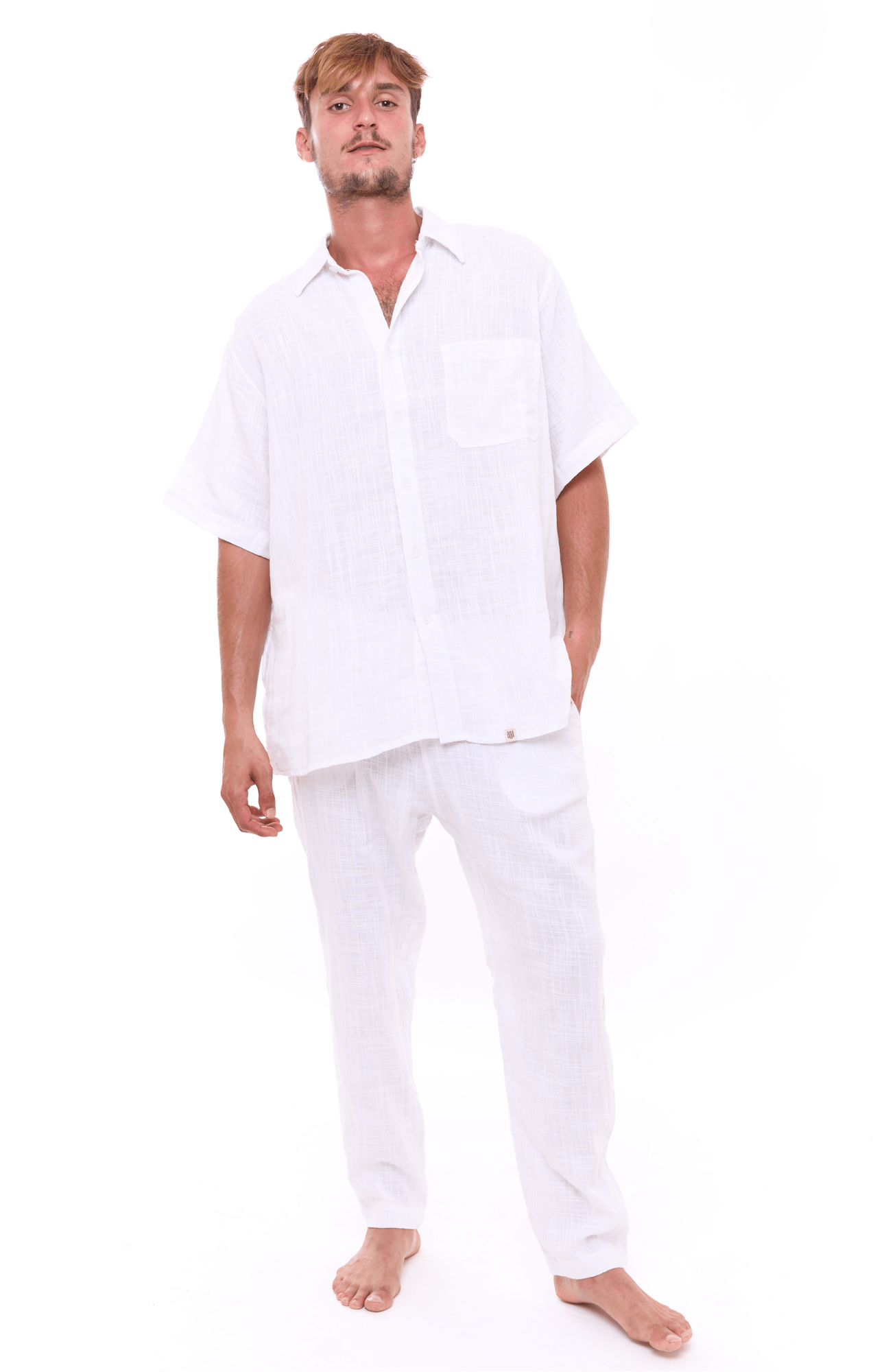 White texture - Unisex Oversize Cotton Shirt - GONSURFING