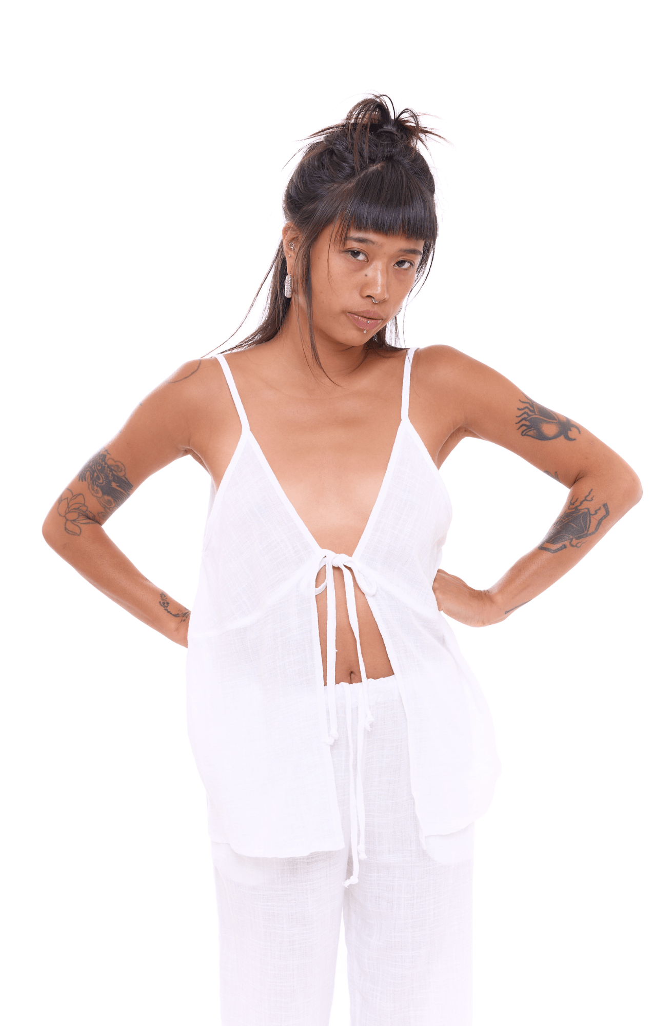 White texture - Women Cotton Top - GONSURFING