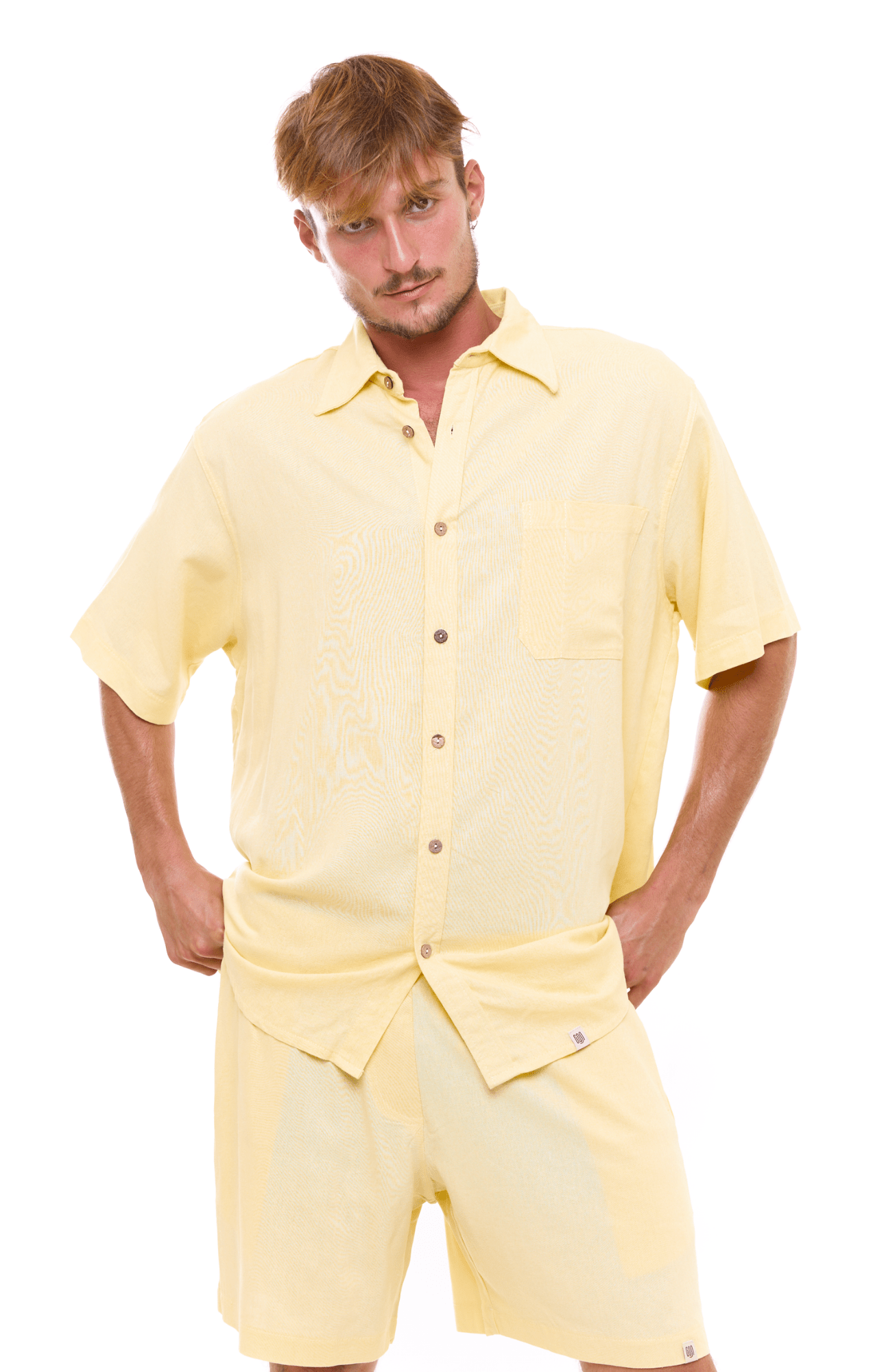 Yellow - Unisex Oversize Linen Shirt - GONSURFING