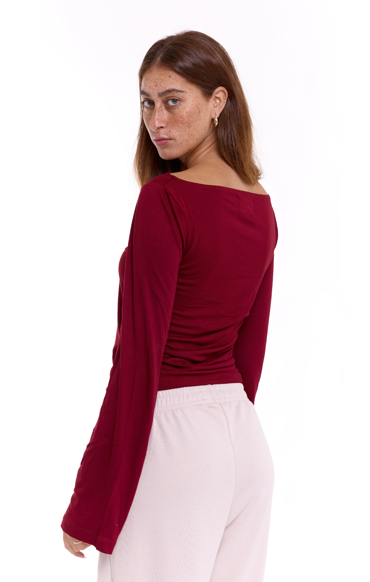 Off shoulder shirt - Wine, Burgundy