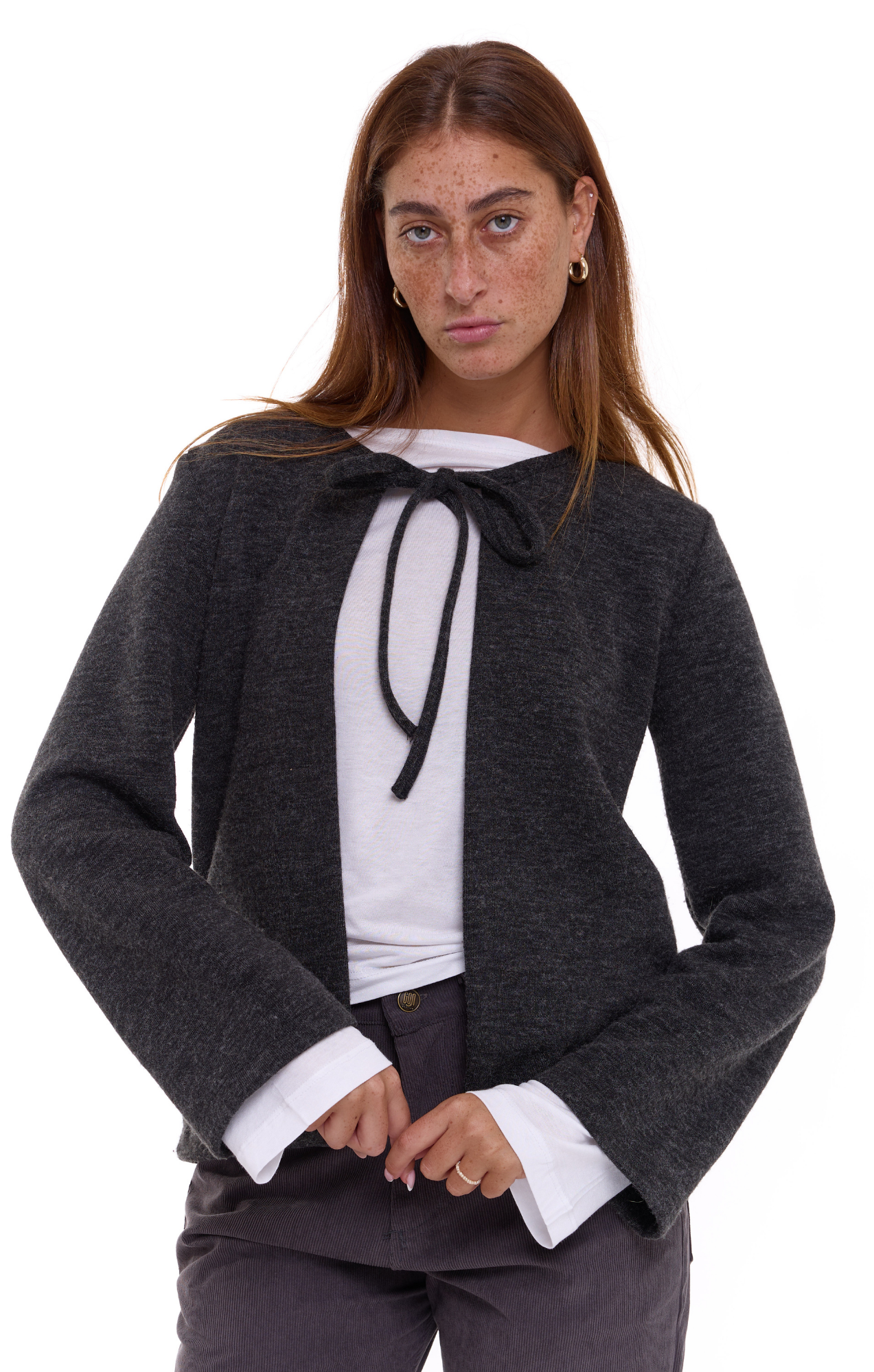 Tie cardigan - Dark gray