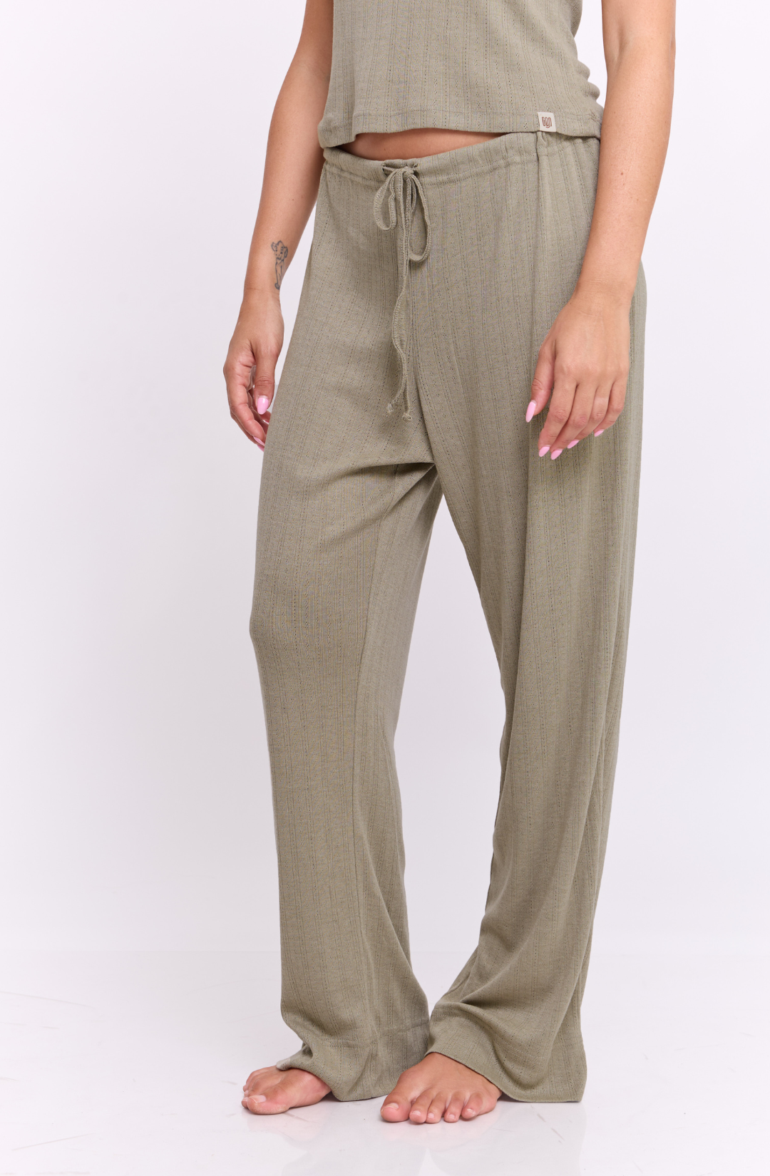 Olive pointeil- long pants