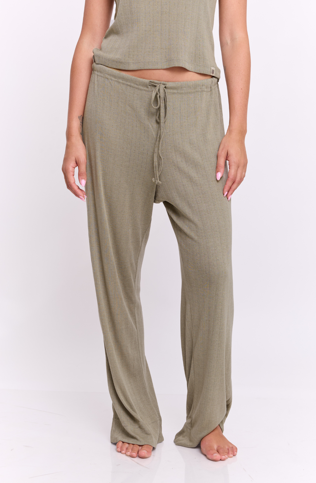 Olive pointeil- long pants
