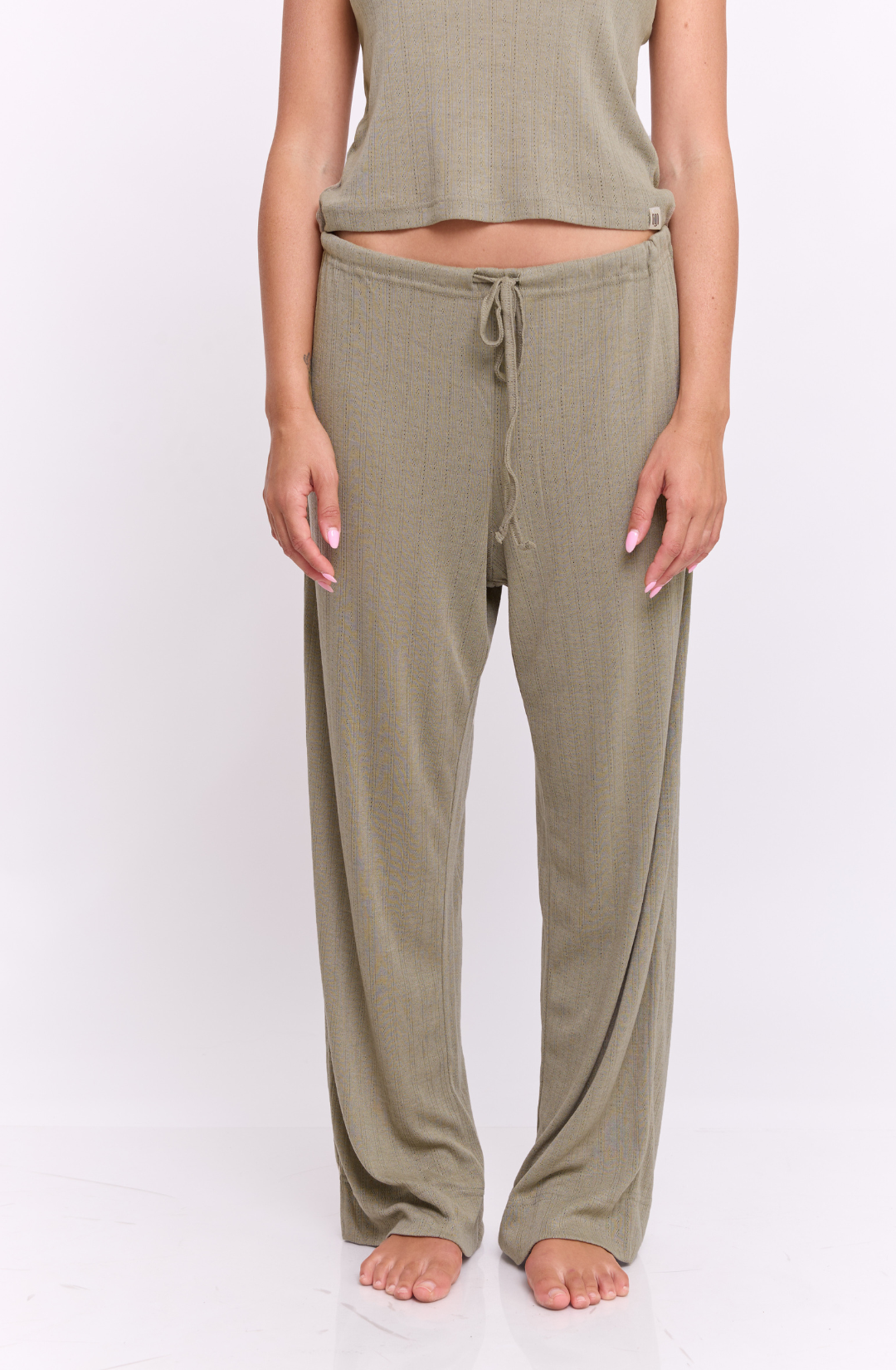 Olive pointeil- long pants