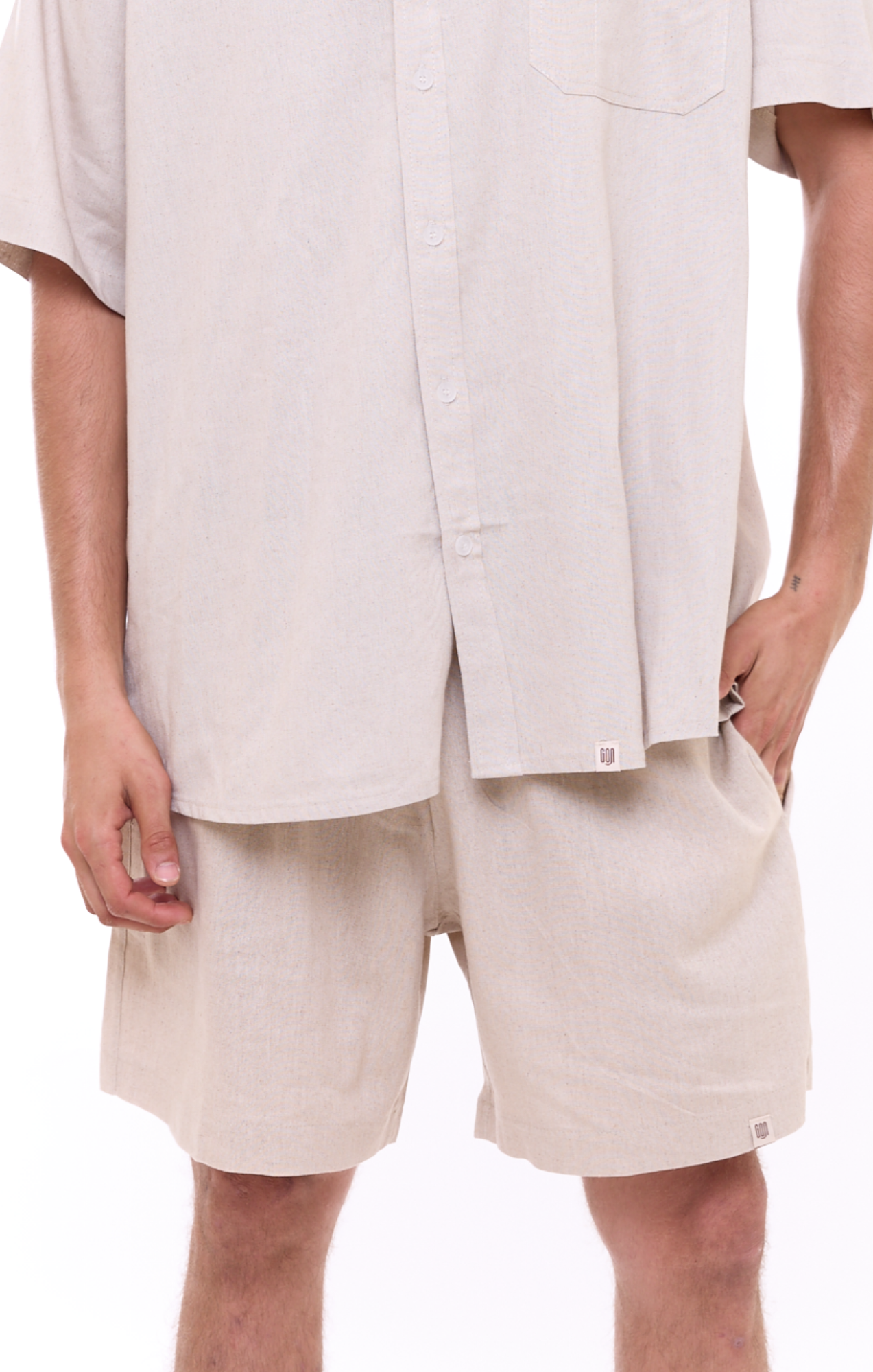 Natural - Unisex Linen Shorts