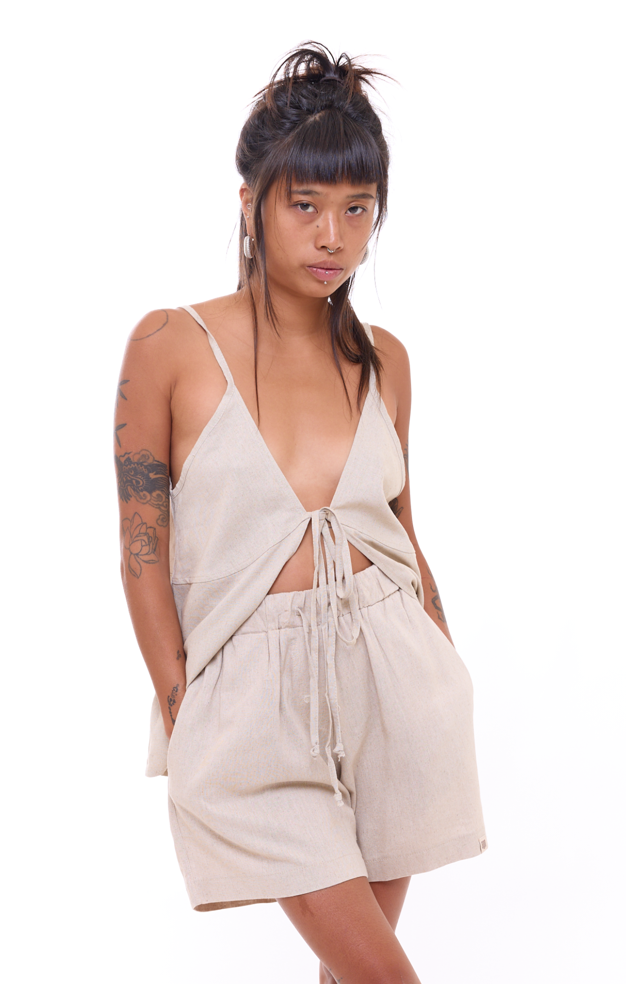 Natural - Unisex Linen Shorts