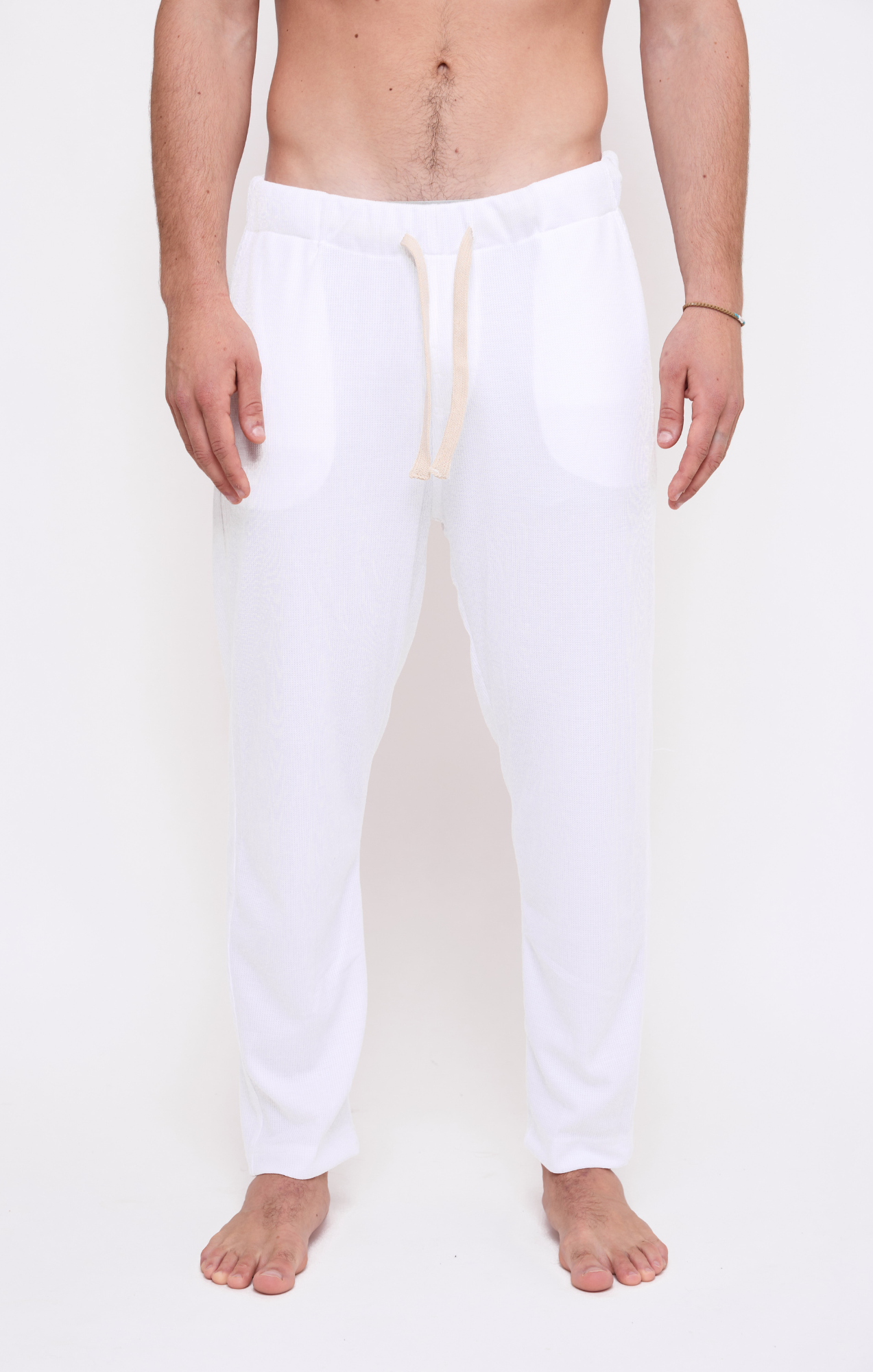 White - Waffle Unisex Long Pants