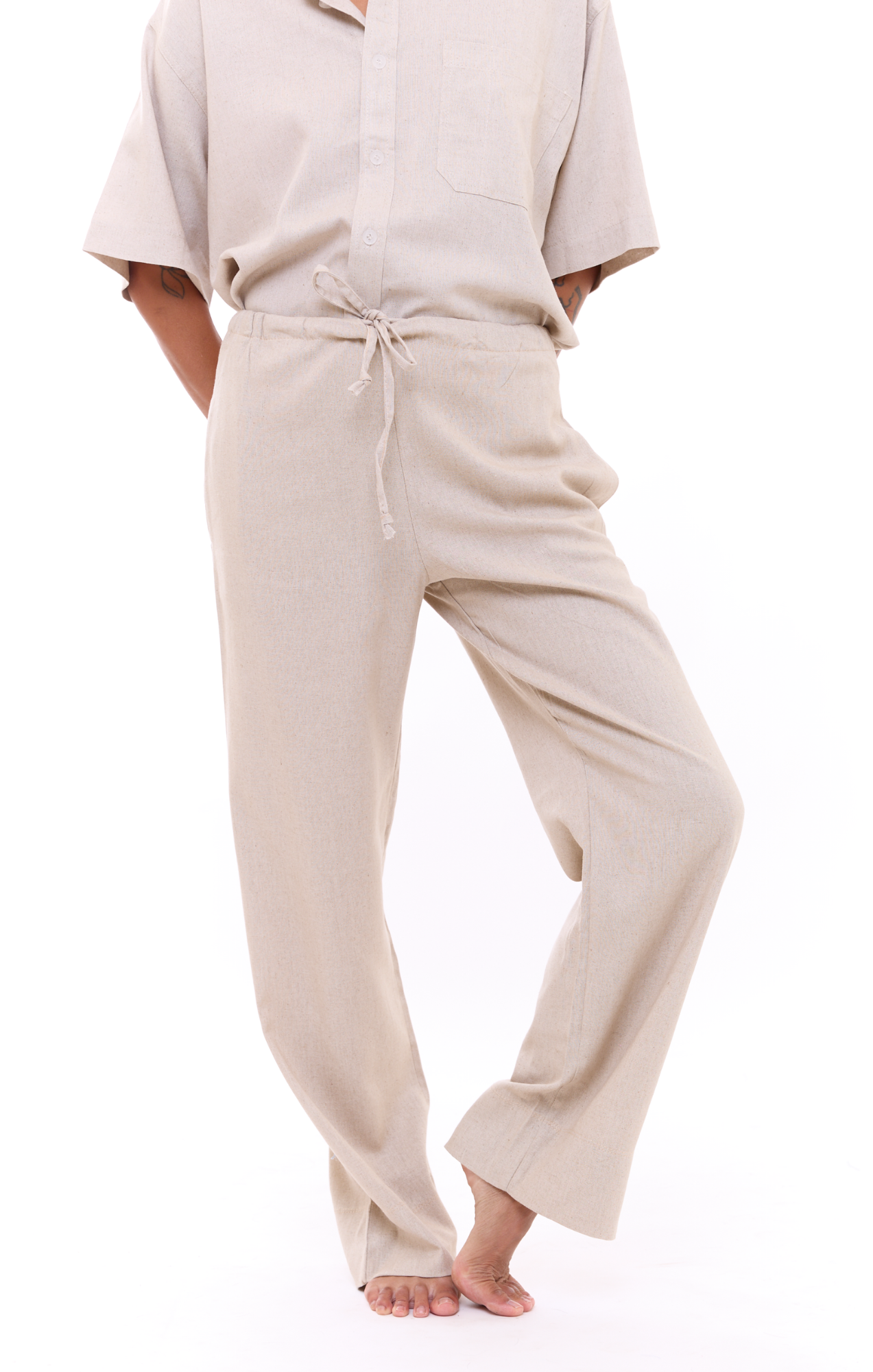 Natural - Woman Linen Long Pants