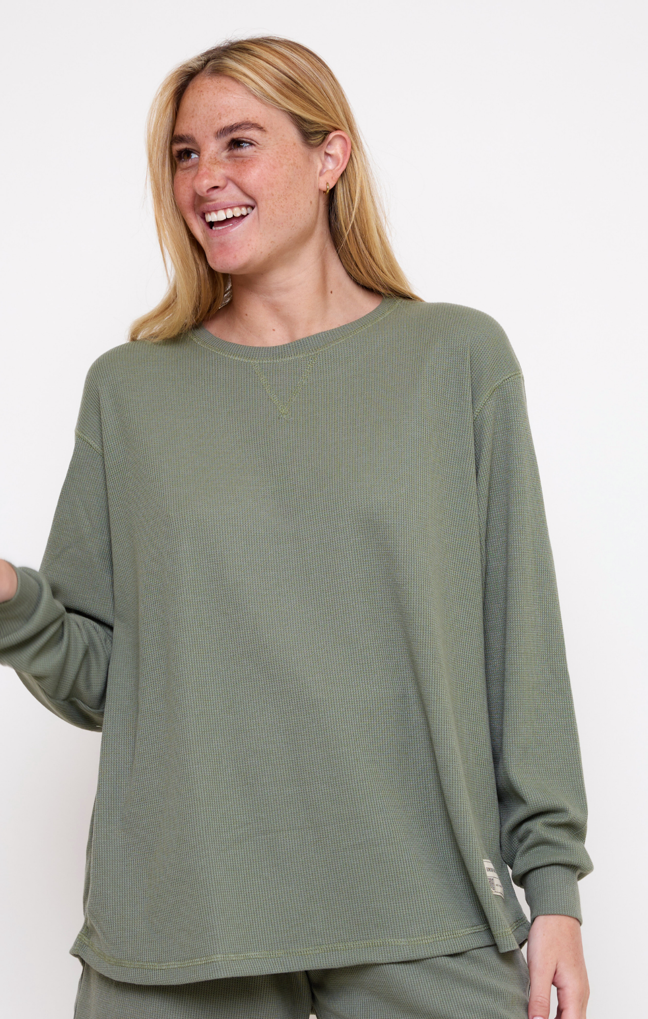 Green- Waffle Long Shirt