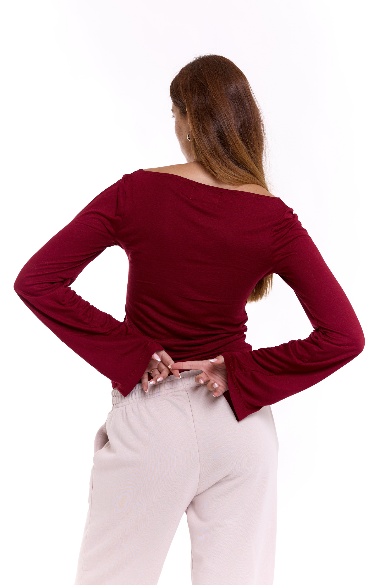 Off shoulder shirt - Wine, Burgundy