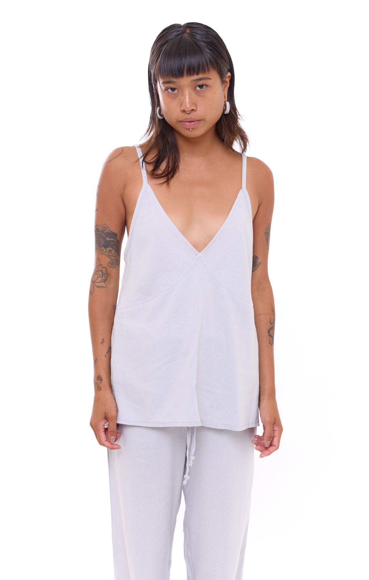 Light Gray - Women Linen Top