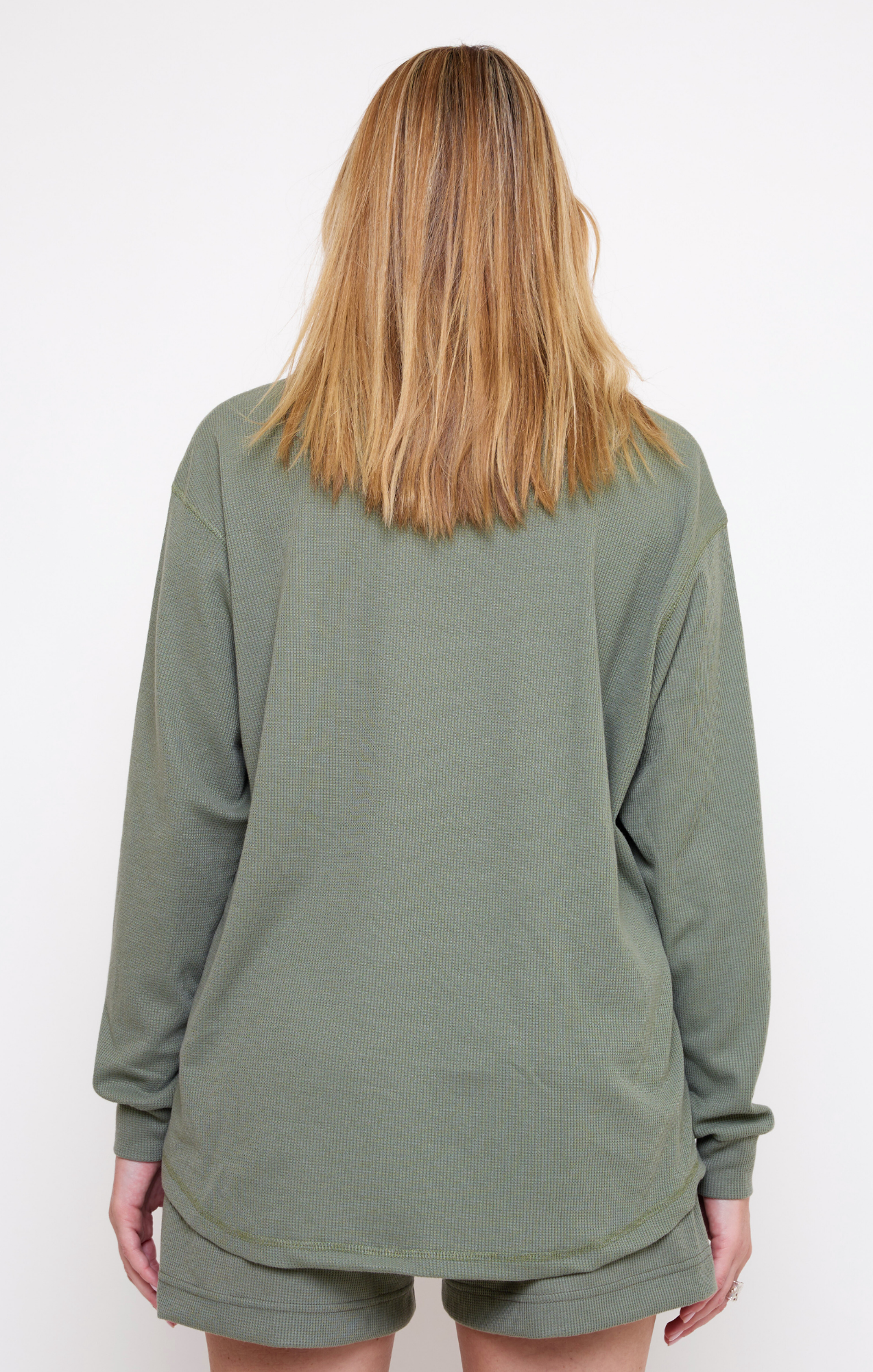 Green- Waffle Long Shirt