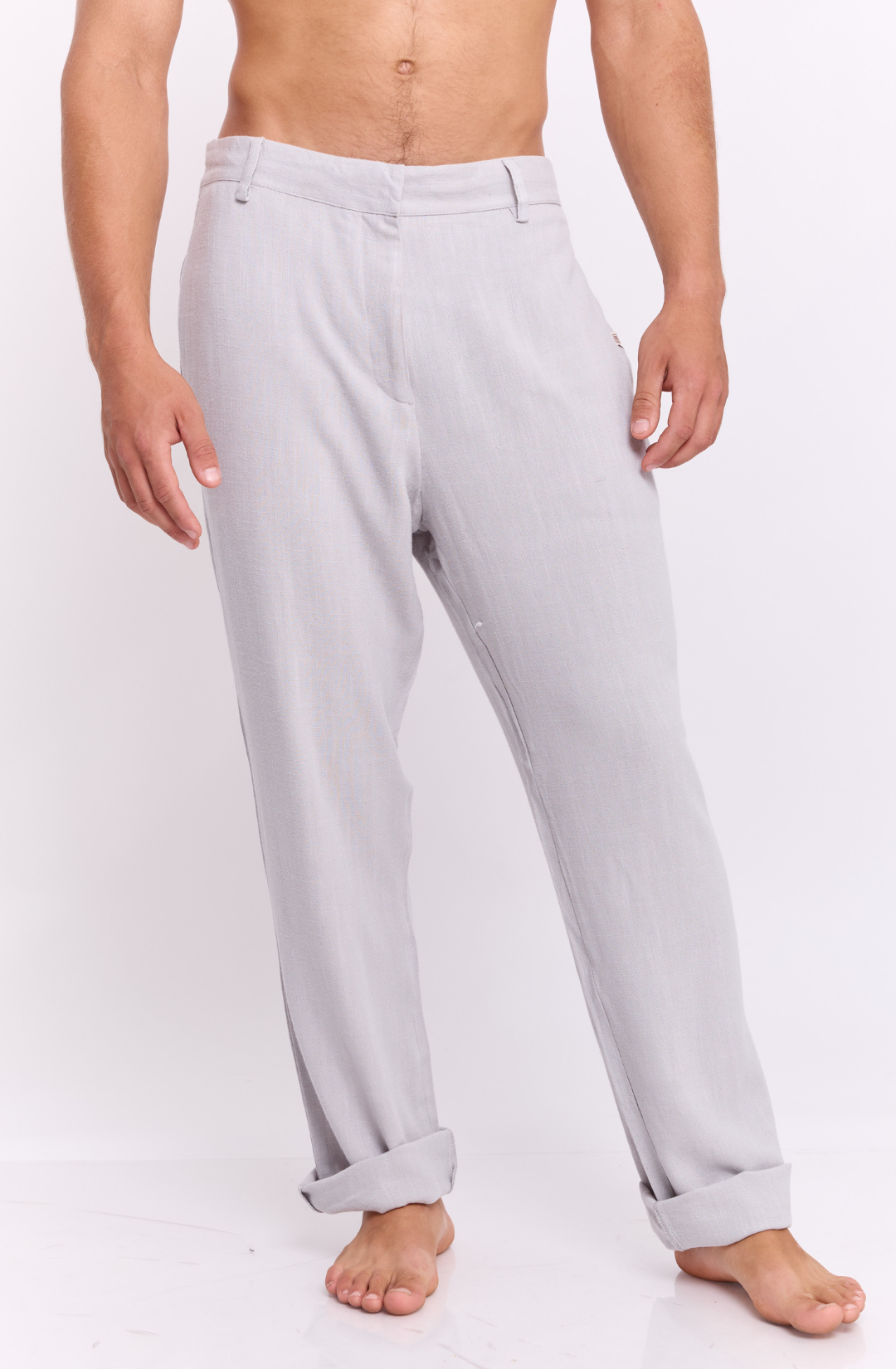 Gray - Linen Long Pants