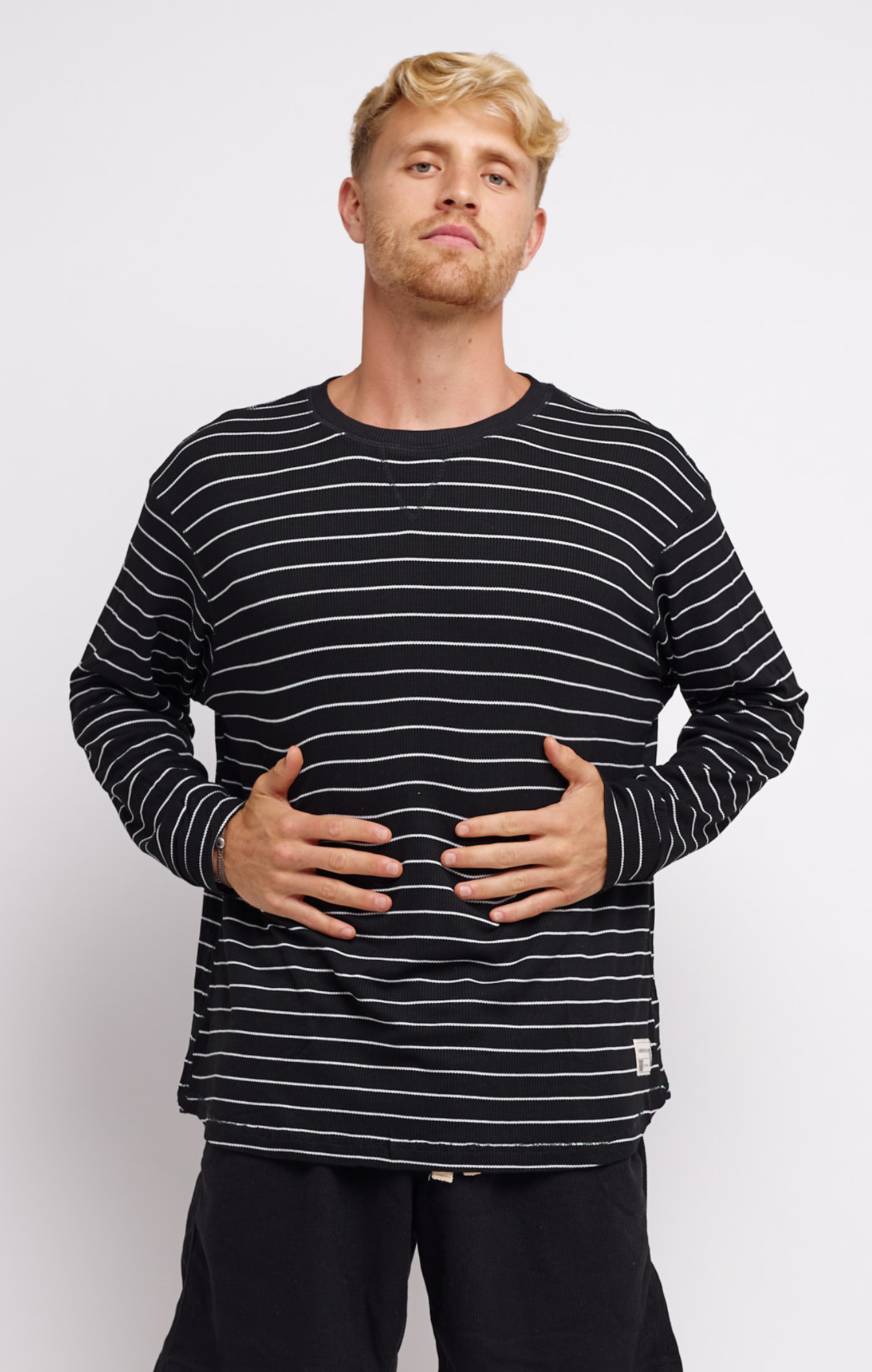 Black Stripes  -  Waffle Long Sleeve Shirts