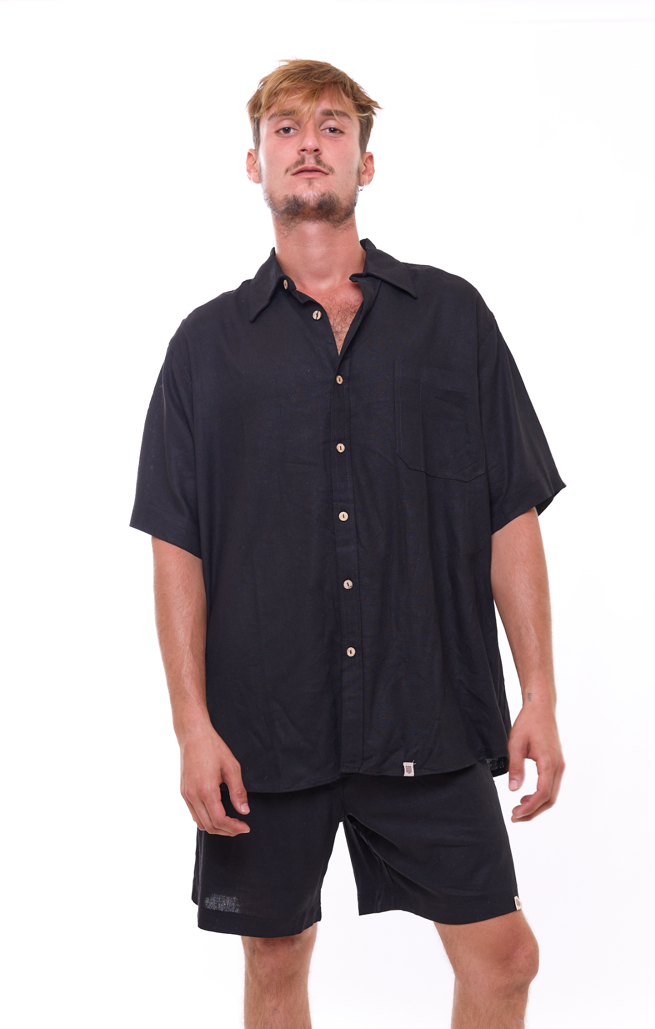 Black - Unisex Oversize Linen Shirt