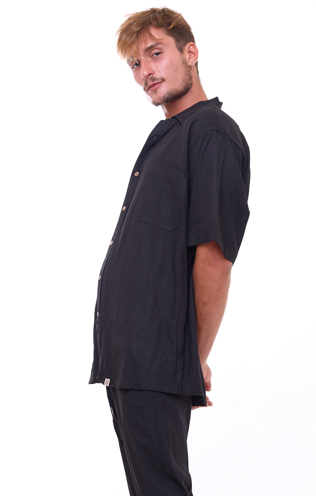 Black - Unisex Oversize Linen Shirt