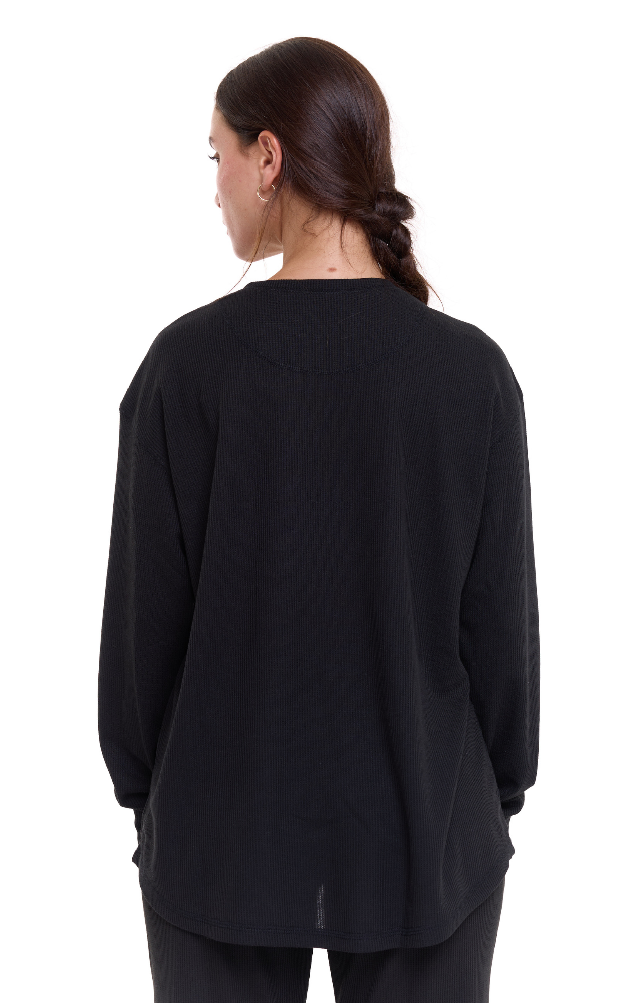 Black - Waffle Long Shirt