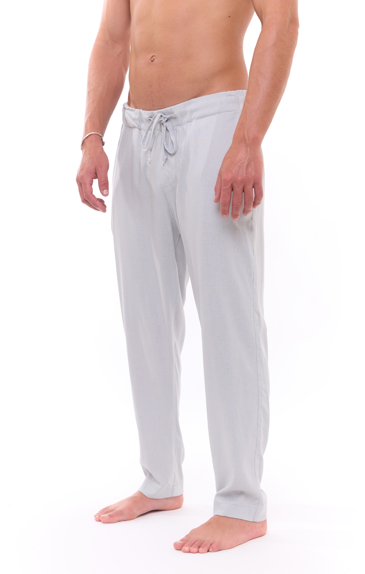 Light Gray - Linen Long Pants