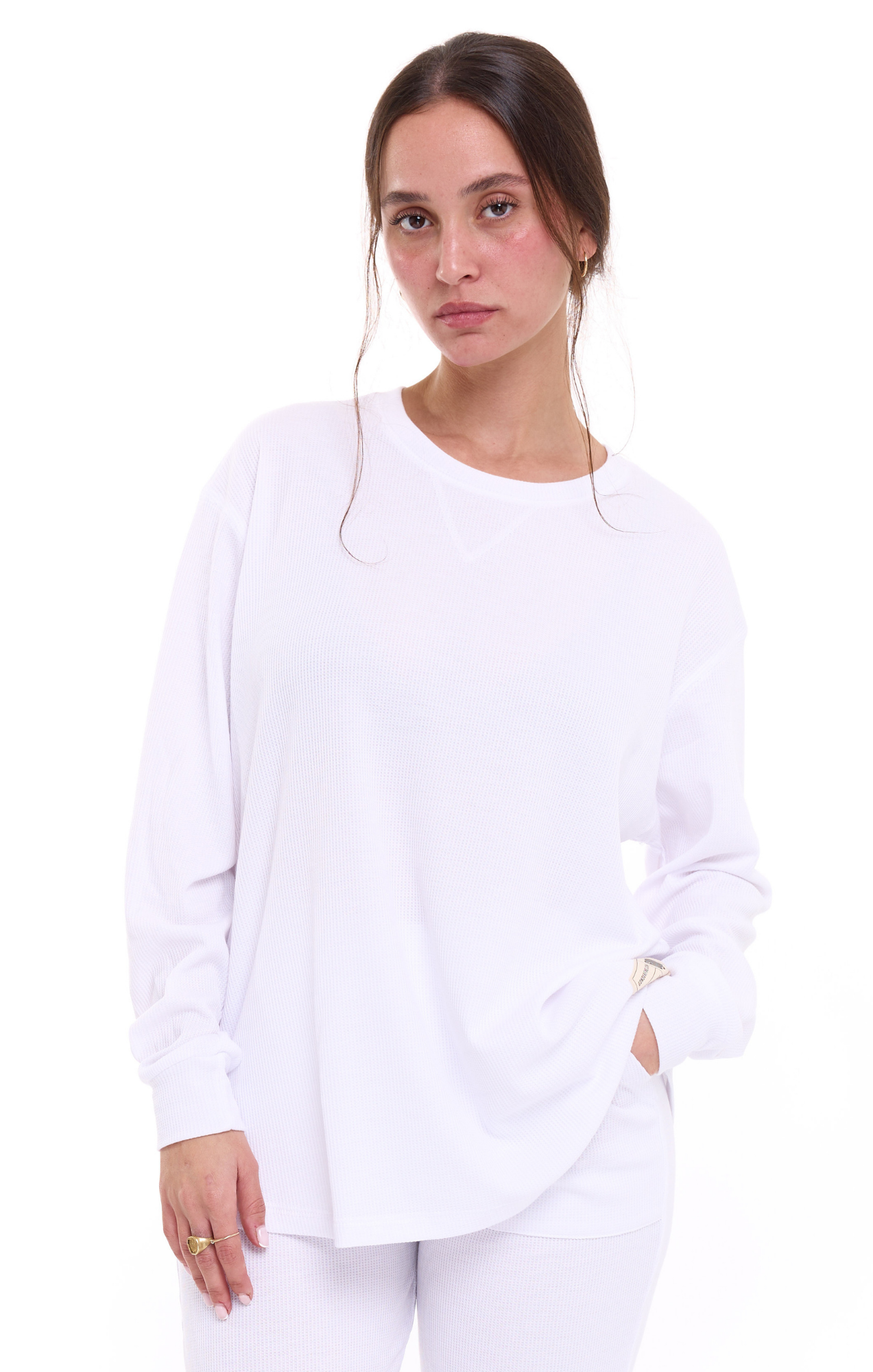 White - Waffle Long Shirt