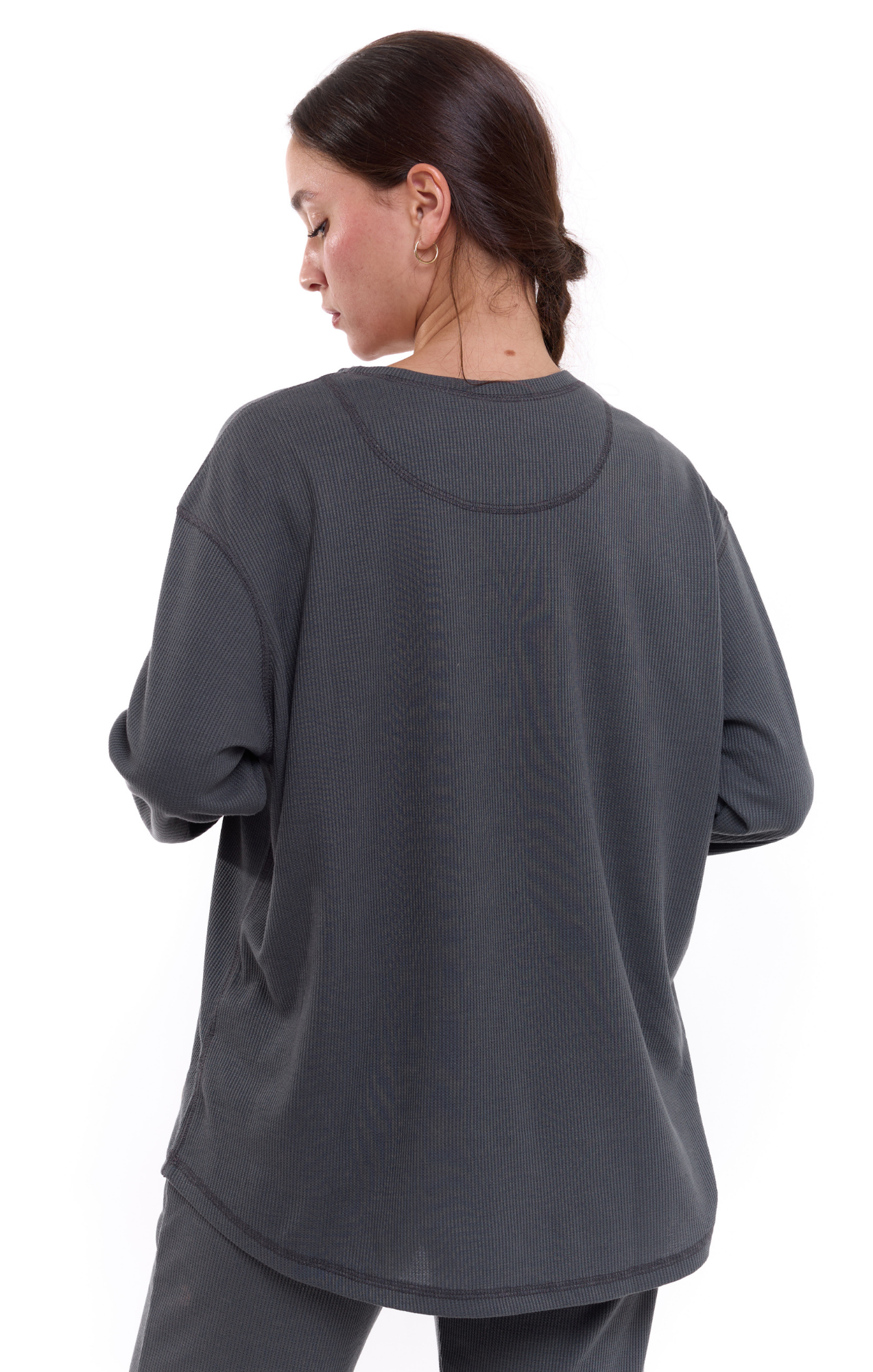 Dark gray - Waffle Long Shirt