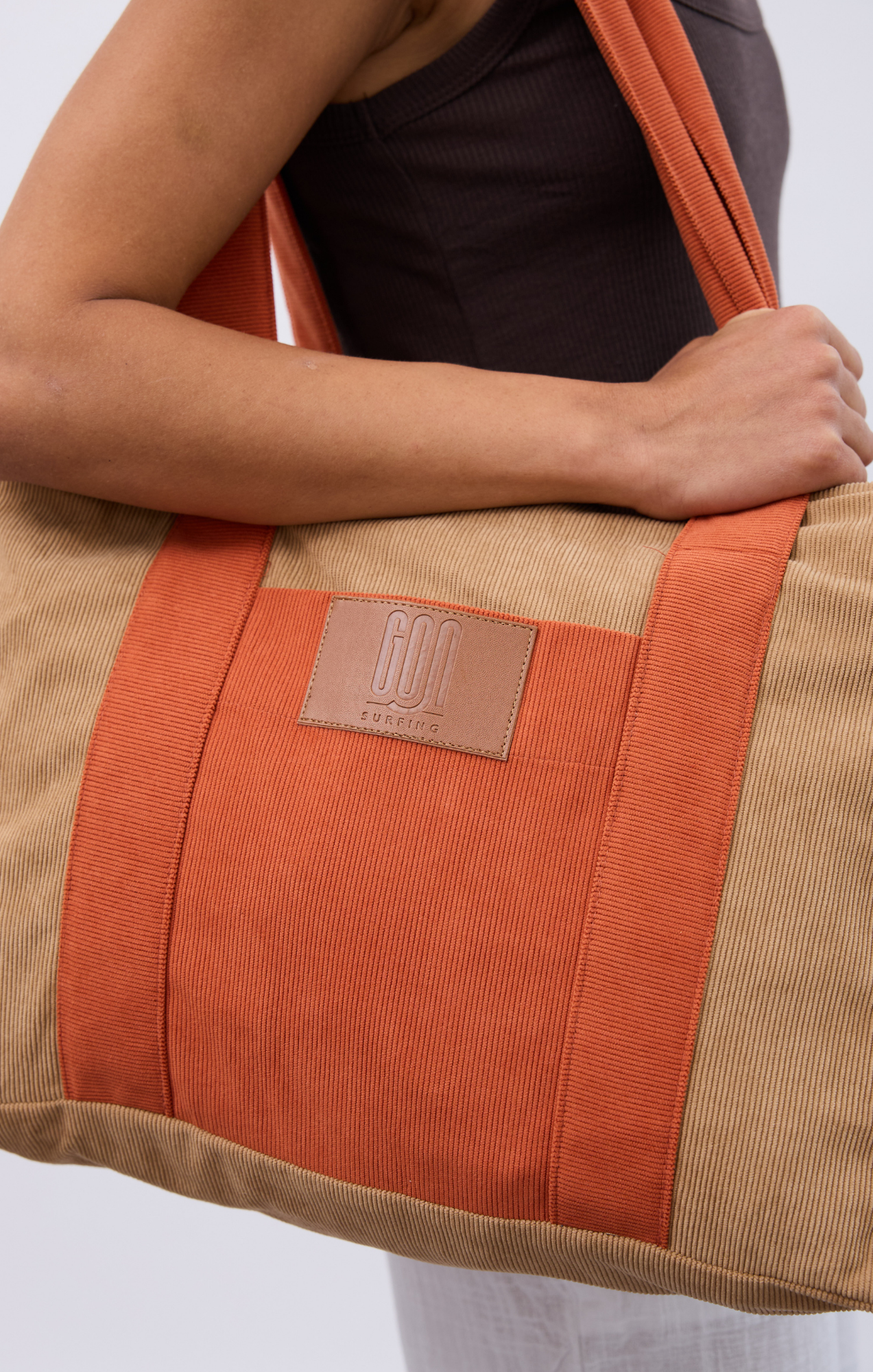 Orange & Beige - Corduroy Bag