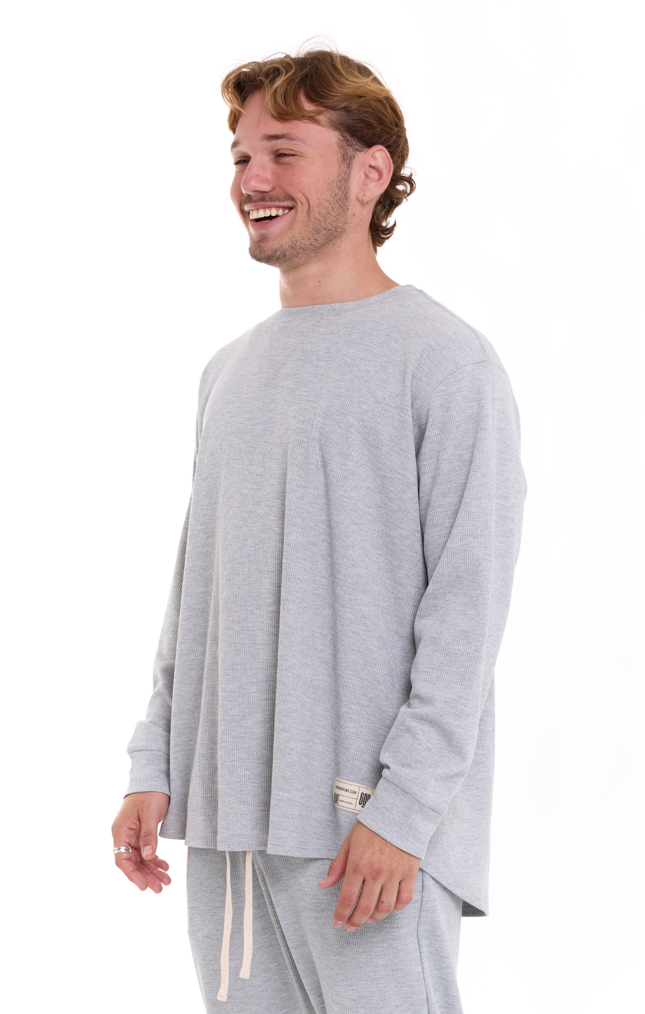 Gray - Waffle Long Shirt