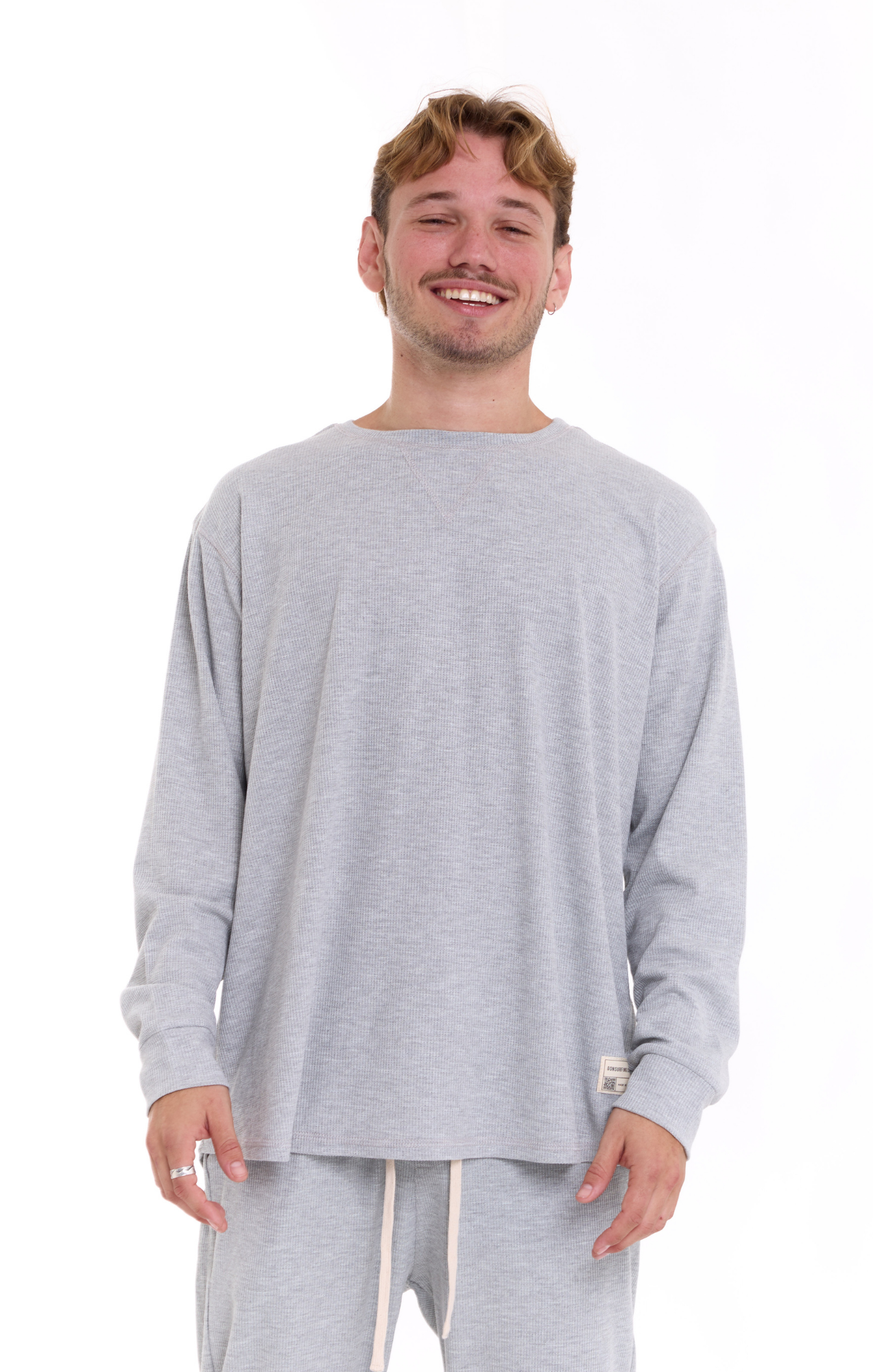 Gray - Waffle Long Shirt