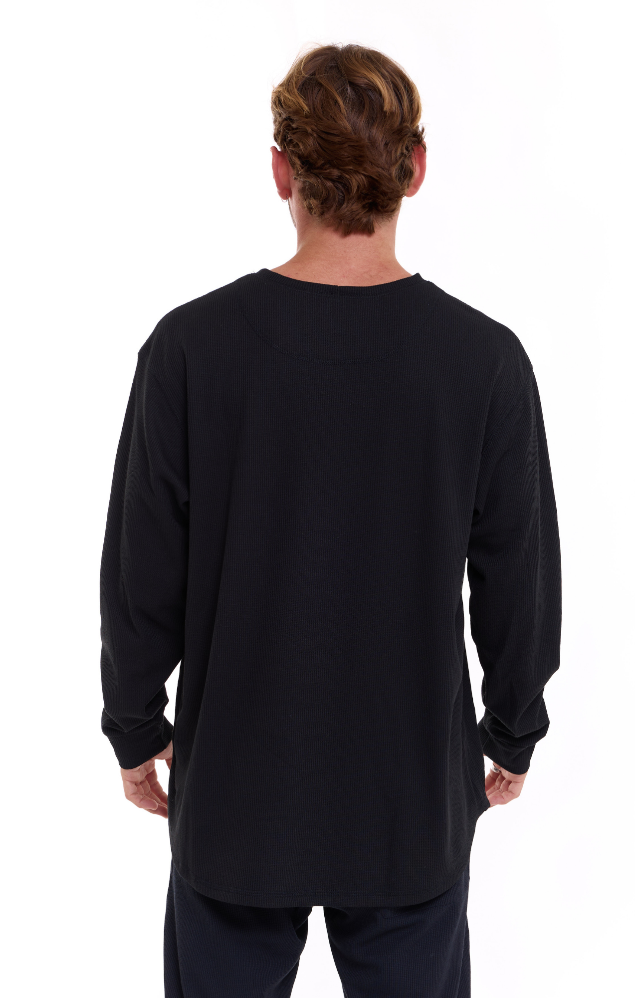 Black - Waffle Long Shirt