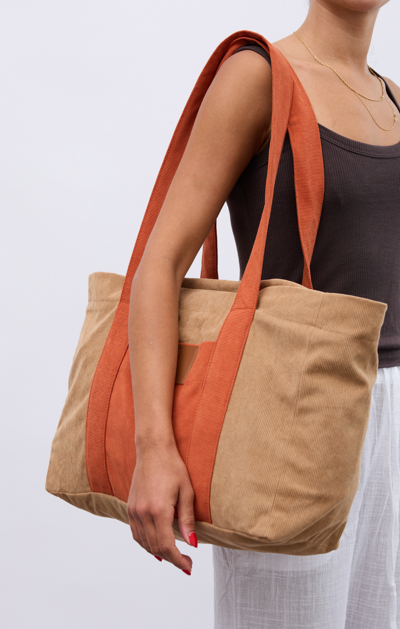 Orange & Beige - Corduroy Bag