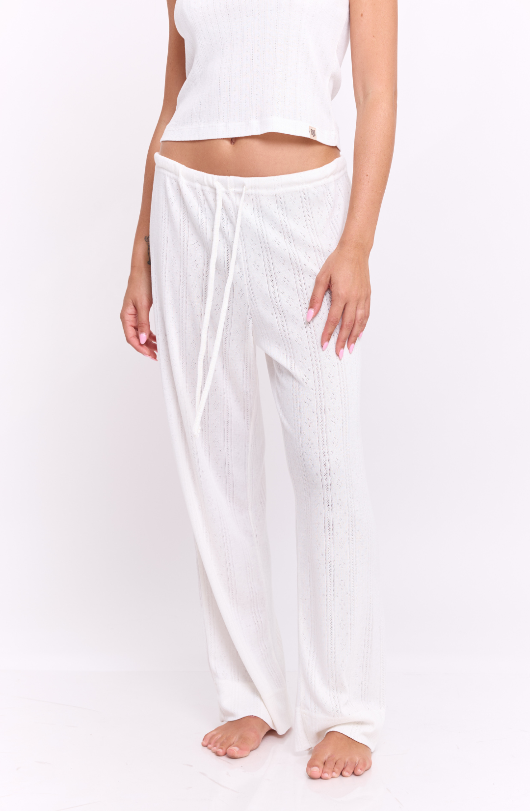 Off white pointeil- long pants