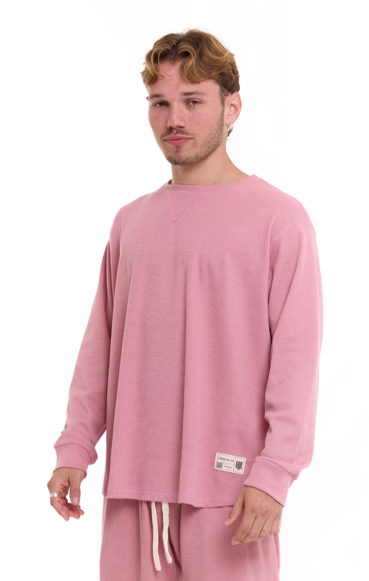 Light Pink - Waffle Long Shirt