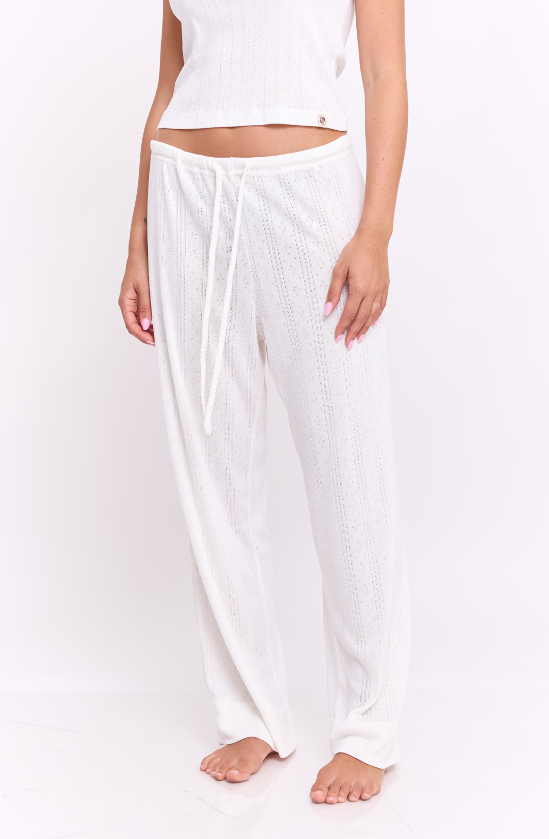Off white pointeil- long pants