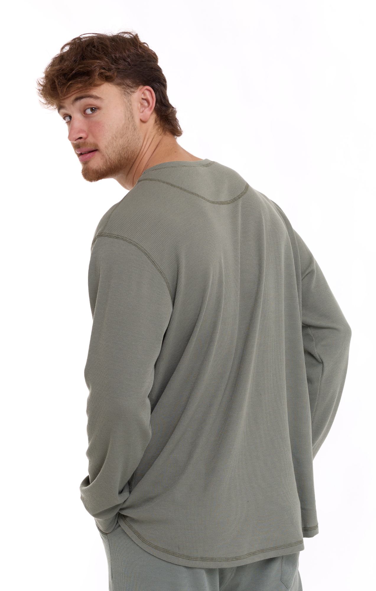 Green- Waffle Long Shirt