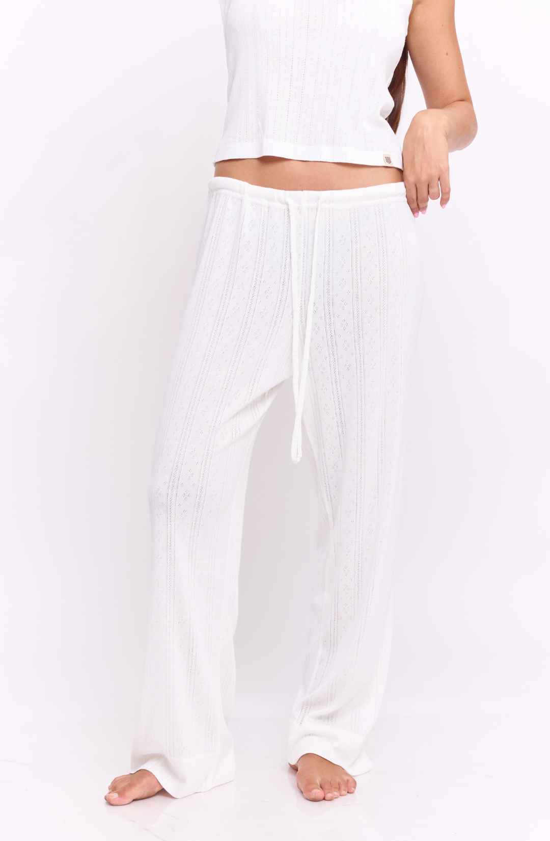 Off white pointeil- long pants