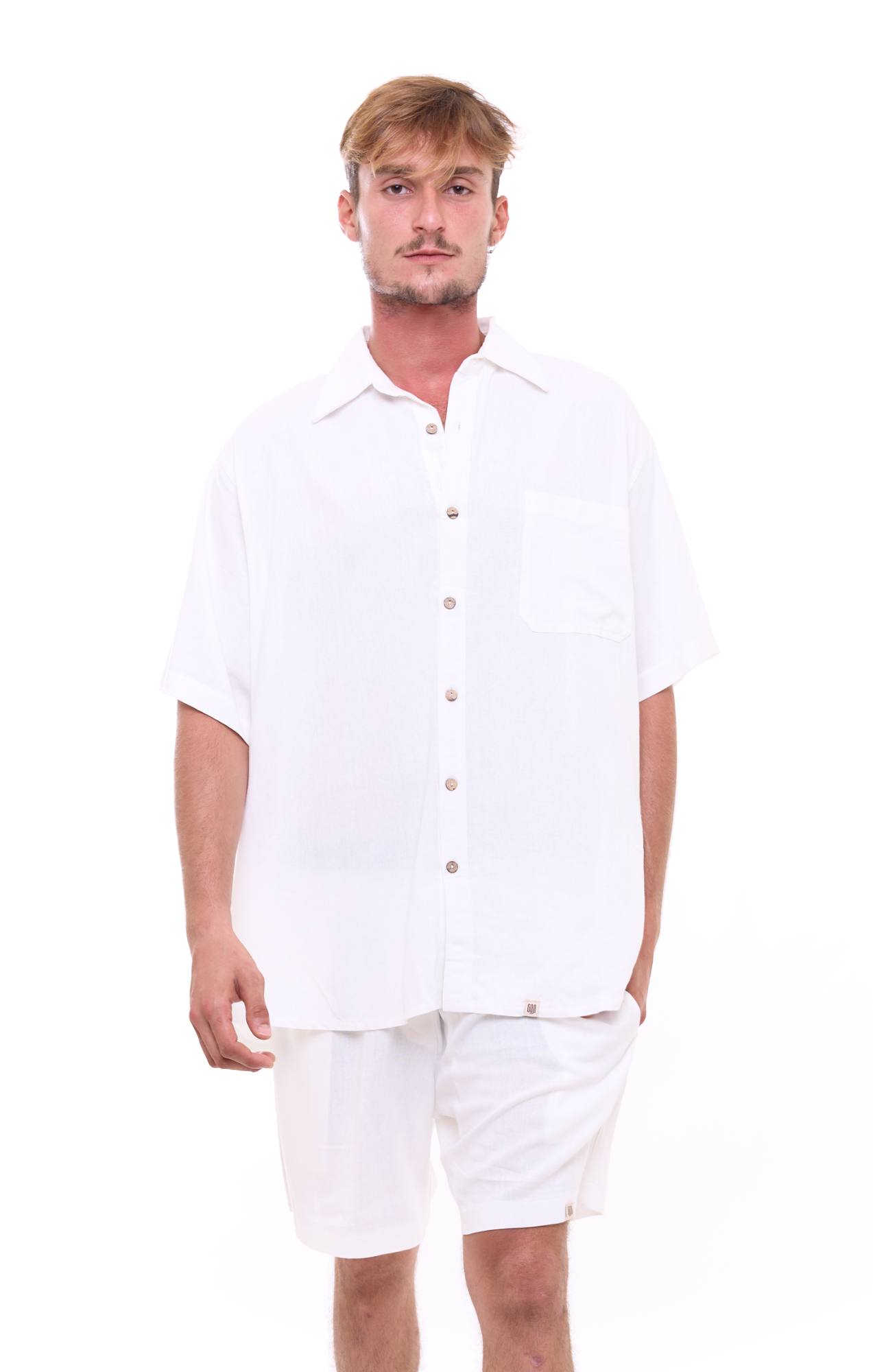 Off White - Unisex Oversize Linen Shirt